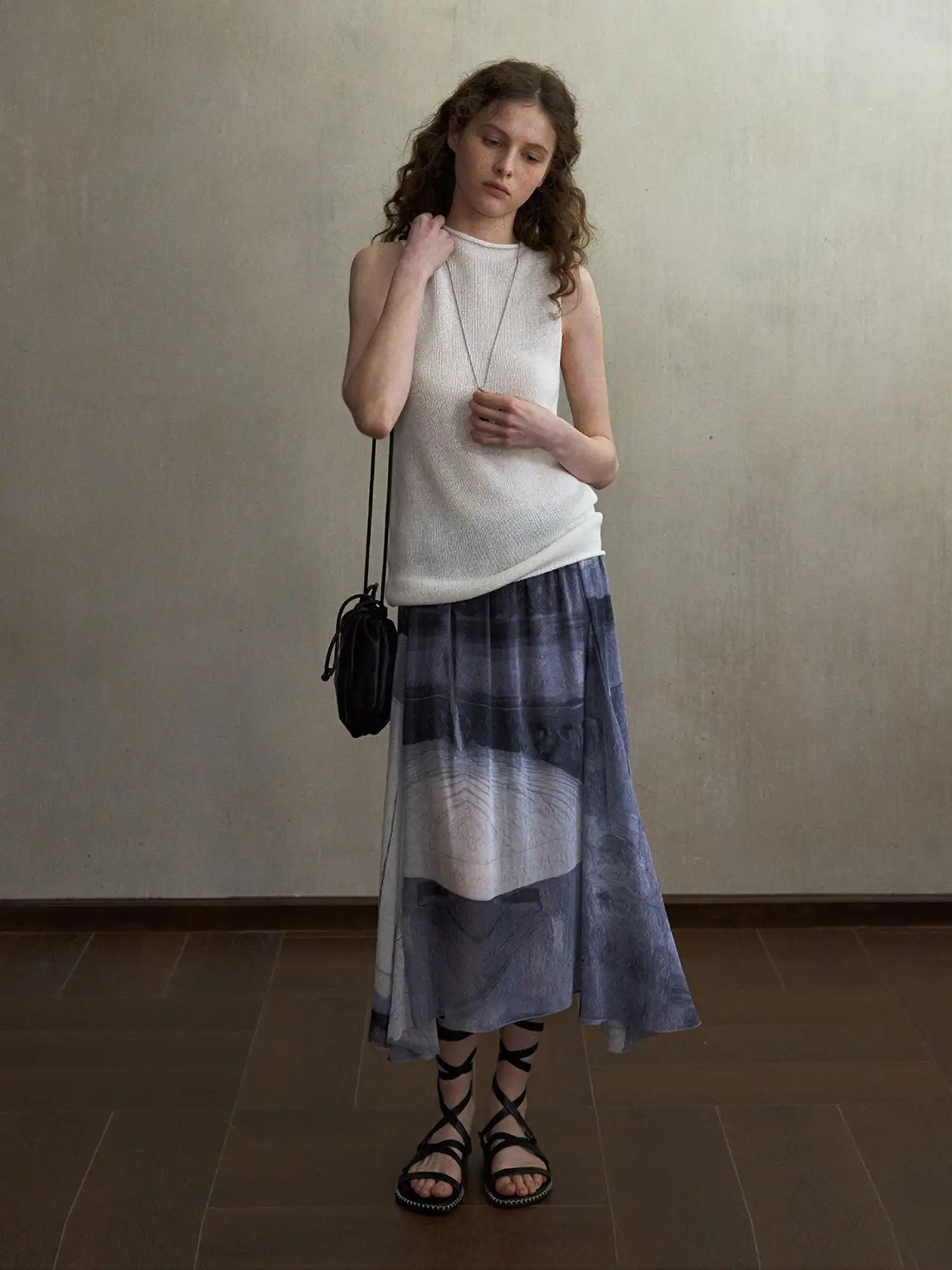 CantonCollective Design Mock Neck Sleeveless Knit Tank Top with Rolled Hem | Canton Collective