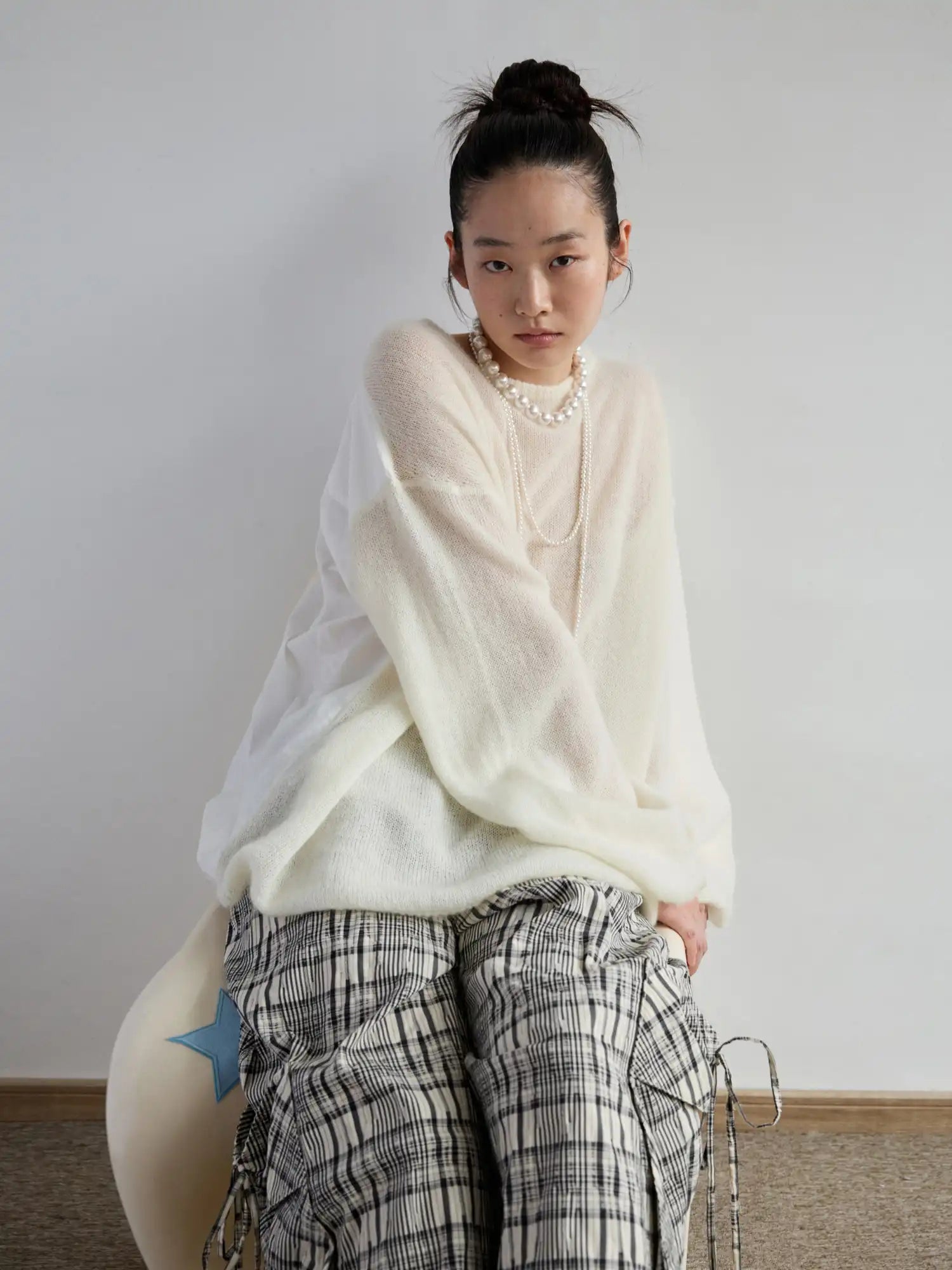 Mohair Knit Panel Shirt