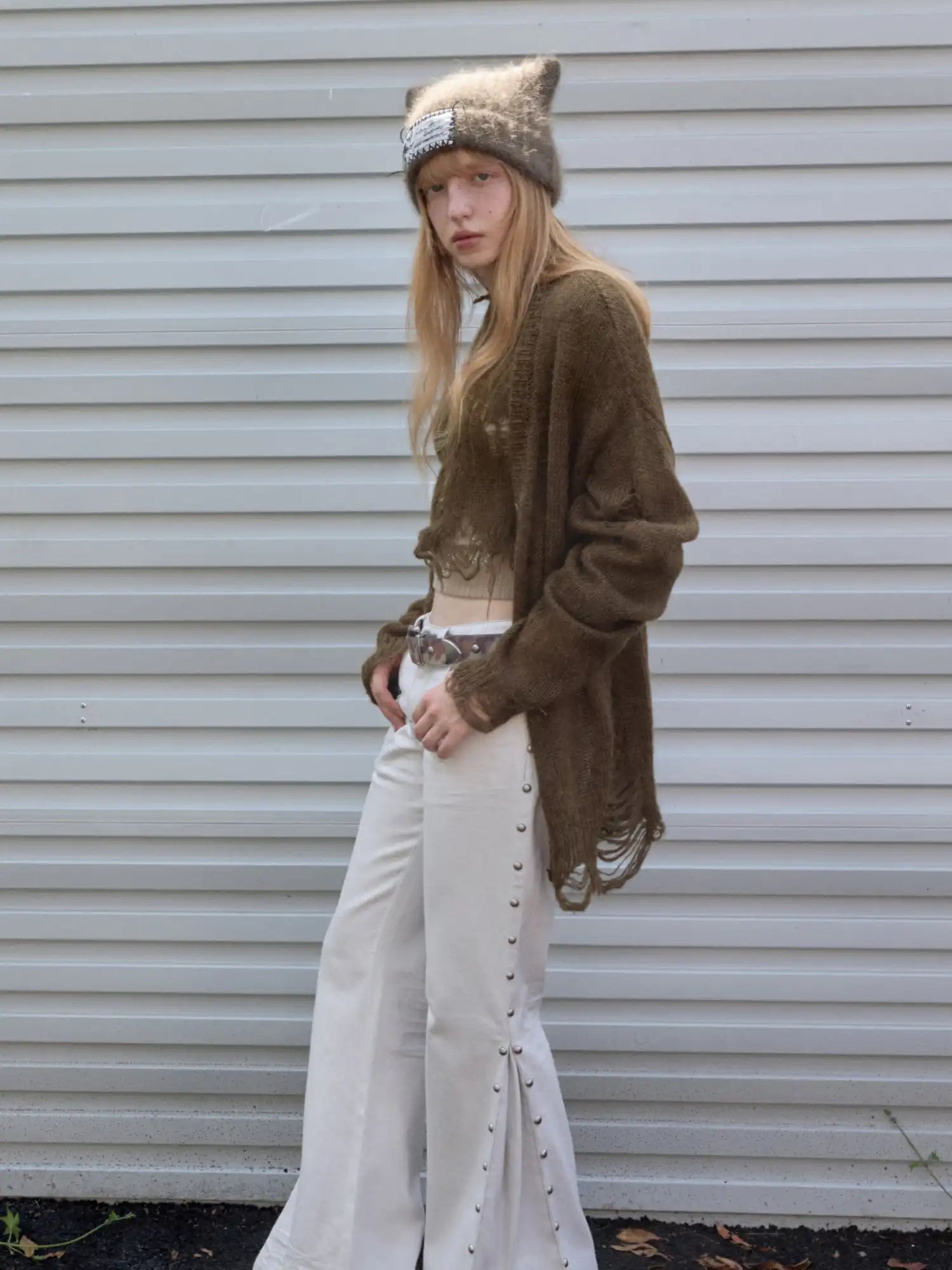 1Jinn Studio Mohair Star-Patterned Ripped Cardigan | Canton Collective