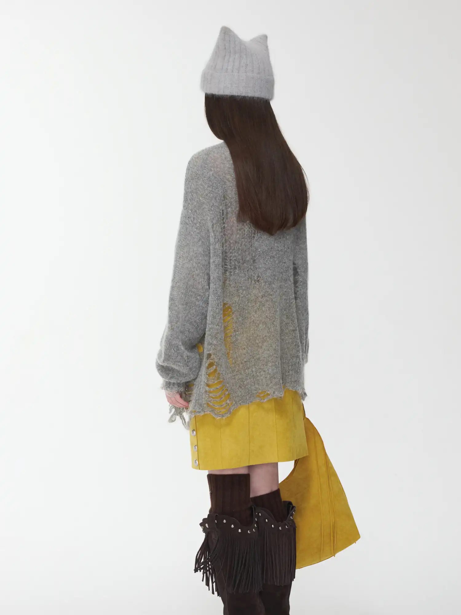 1Jinn Studio Mohair Star-Patterned Ripped Cardigan | Canton Collective