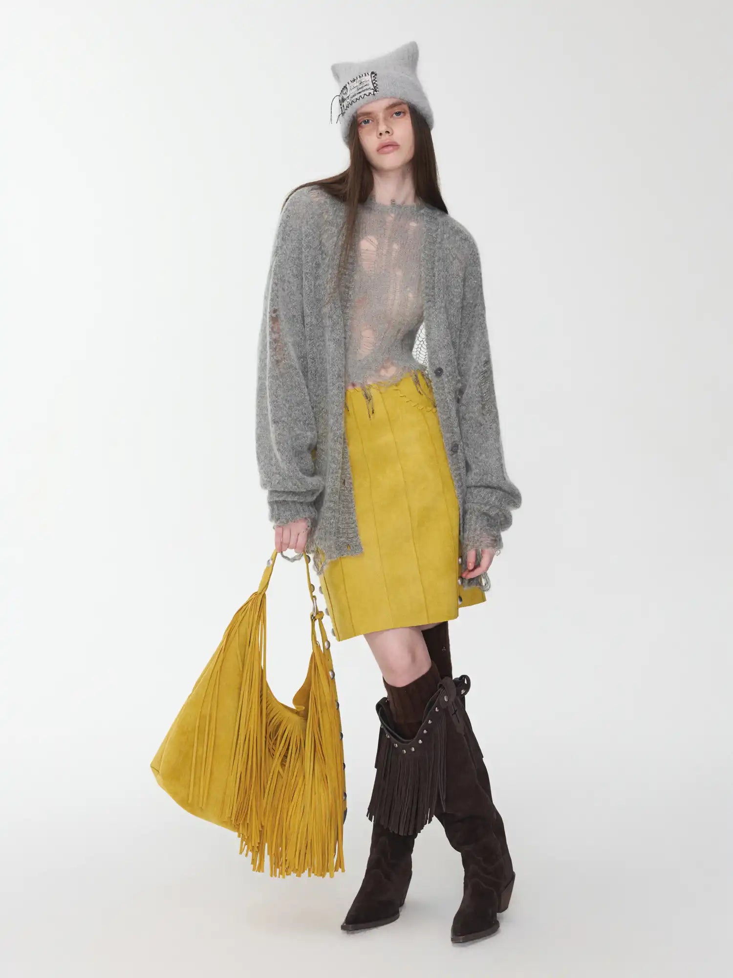 1Jinn Studio Mohair Star-Patterned Ripped Cardigan | Canton Collective