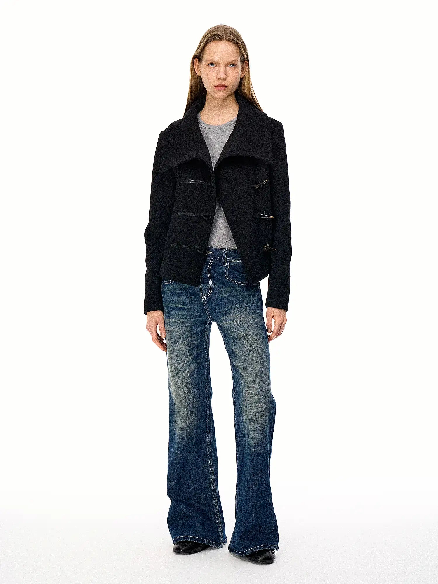 FirstFloor Moto Collar Toggle Wool Short Coat | Canton Collective