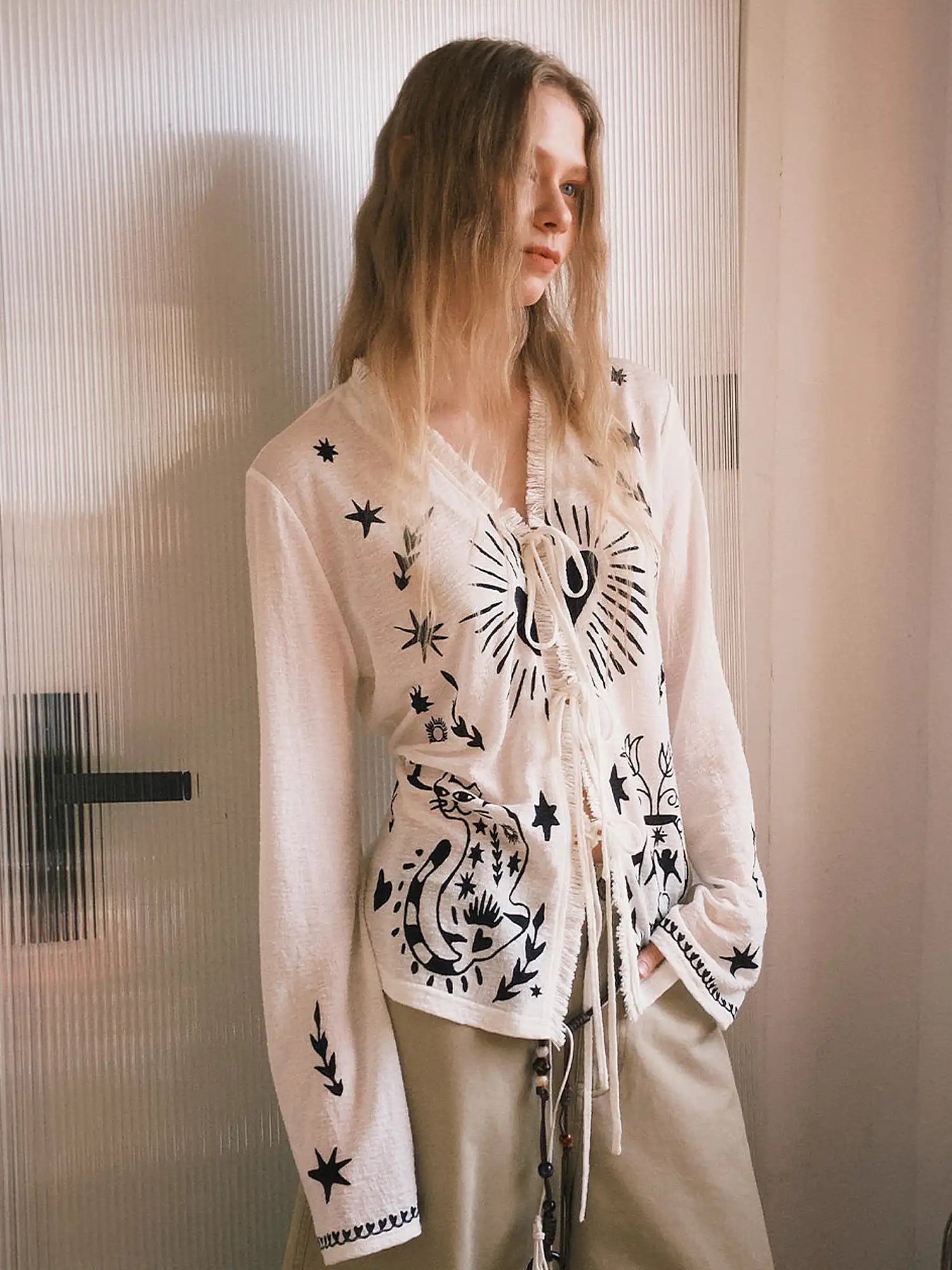 Outtheblue Mystical Cat Lyocell Wool Knit Cardigan | Canton Collective