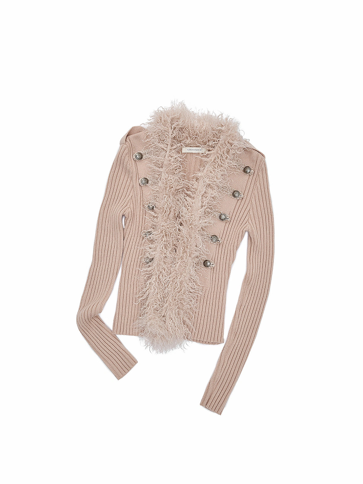 1Jinn Studio Napoleon Fitted Fur Trim Knit Tie Up Cardigan | Canton Collective
