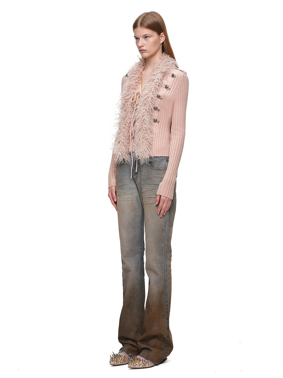 1Jinn Studio Napoleon Fitted Fur Trim Knit Tie Up Cardigan | Canton Collective