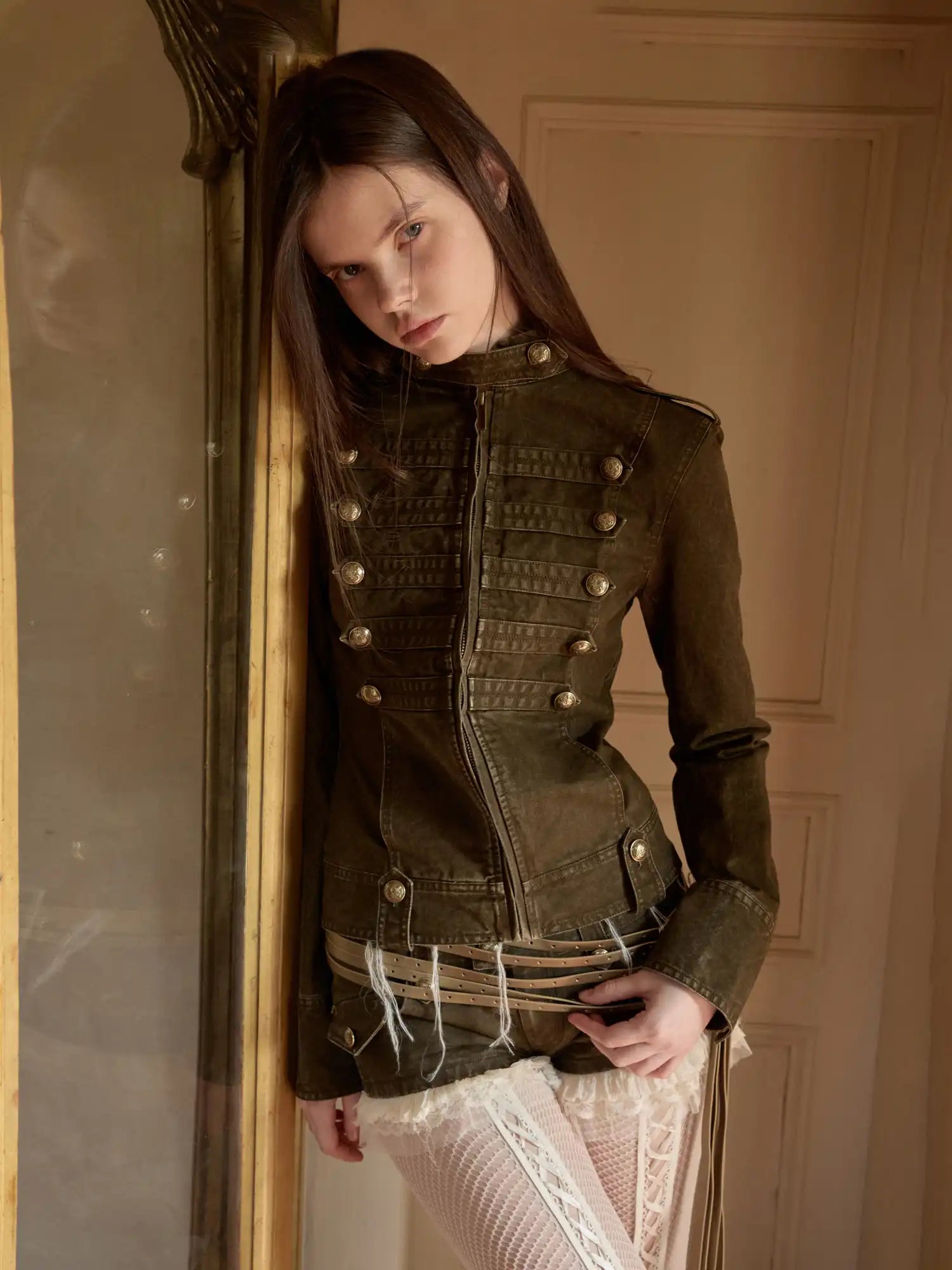 Napoleon Jacket Women with Double Breasted Canvas Fitted - Jackets Napoleon Jacket Women with Double Breasted Canvas Fitted - Jackets
