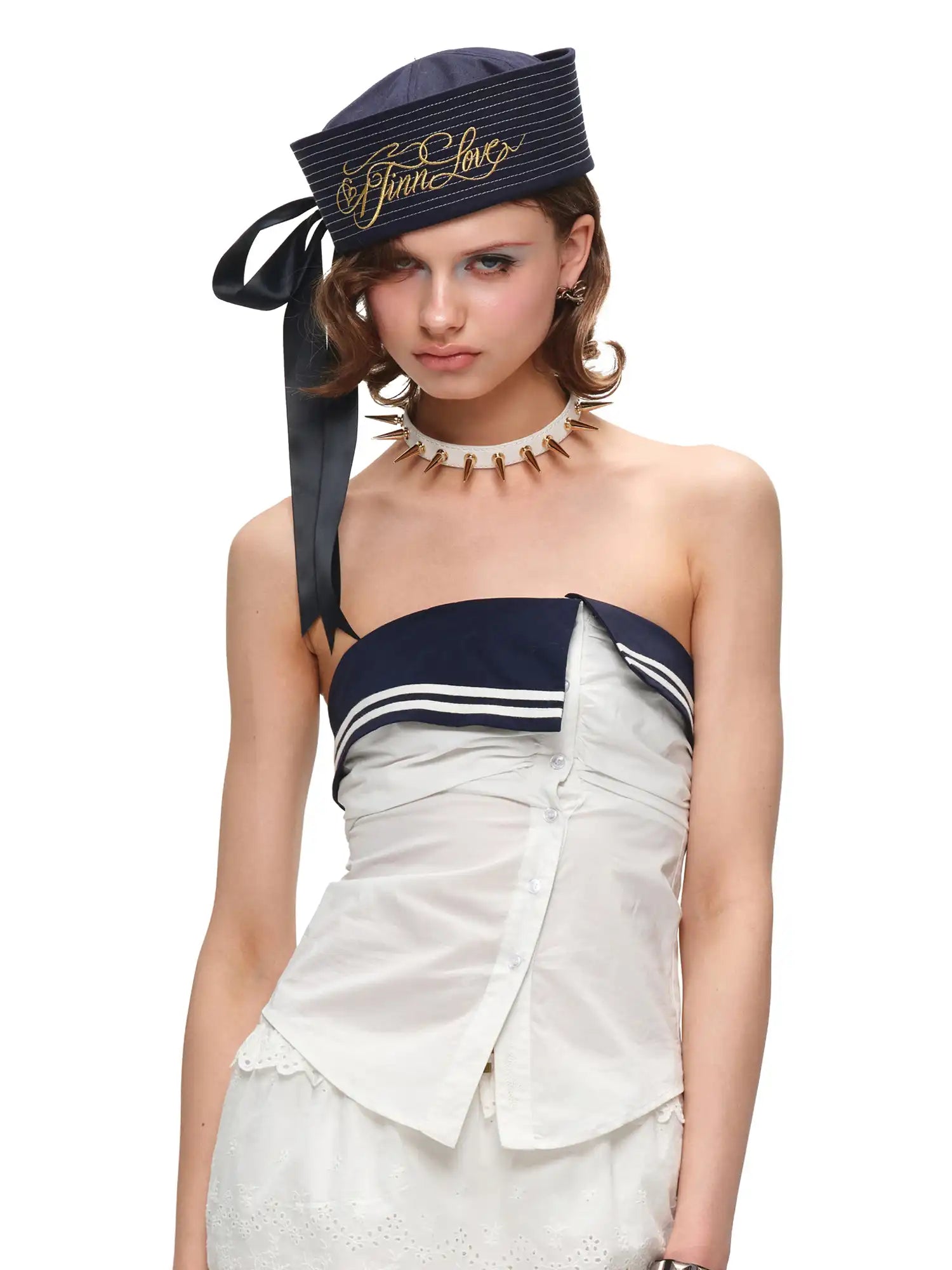 1Jinn Studio Nautical Fold Over Coller Tube Top | Canton Collective