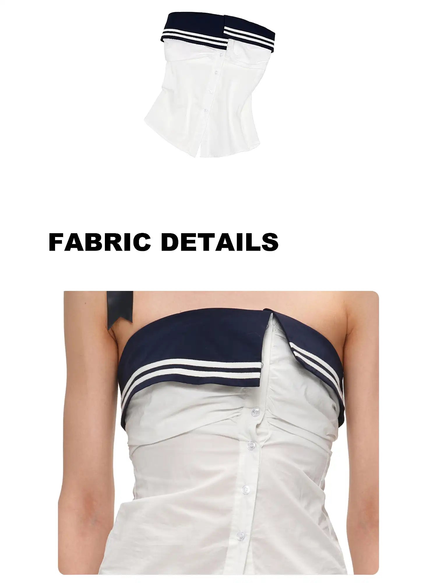 1Jinn Studio Nautical Foldover Coller Strapless Tube Top | Canton Collective