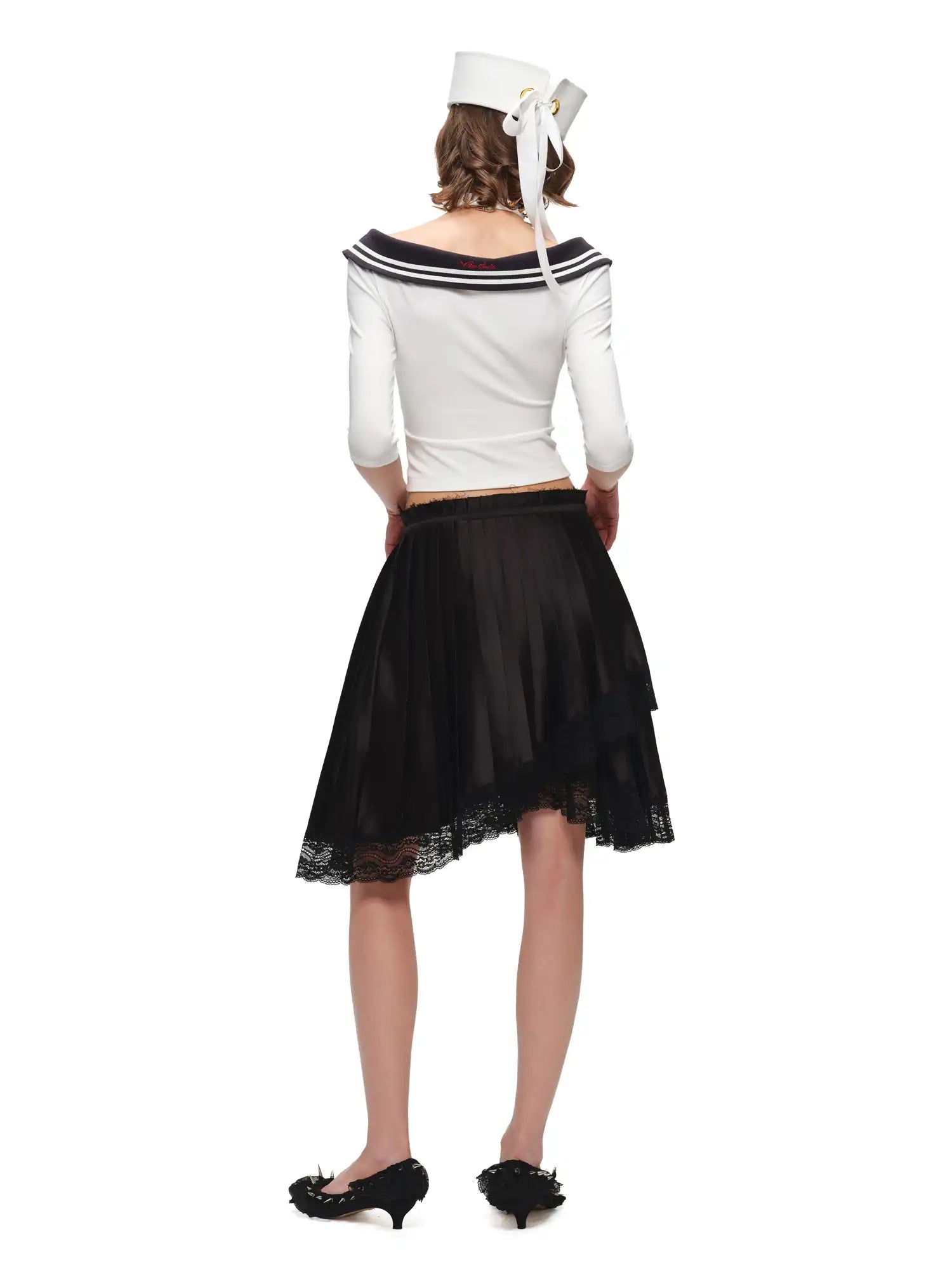 1Jinn Studio Nautical Sailor Collar Knit Crop Top | Canton Collective