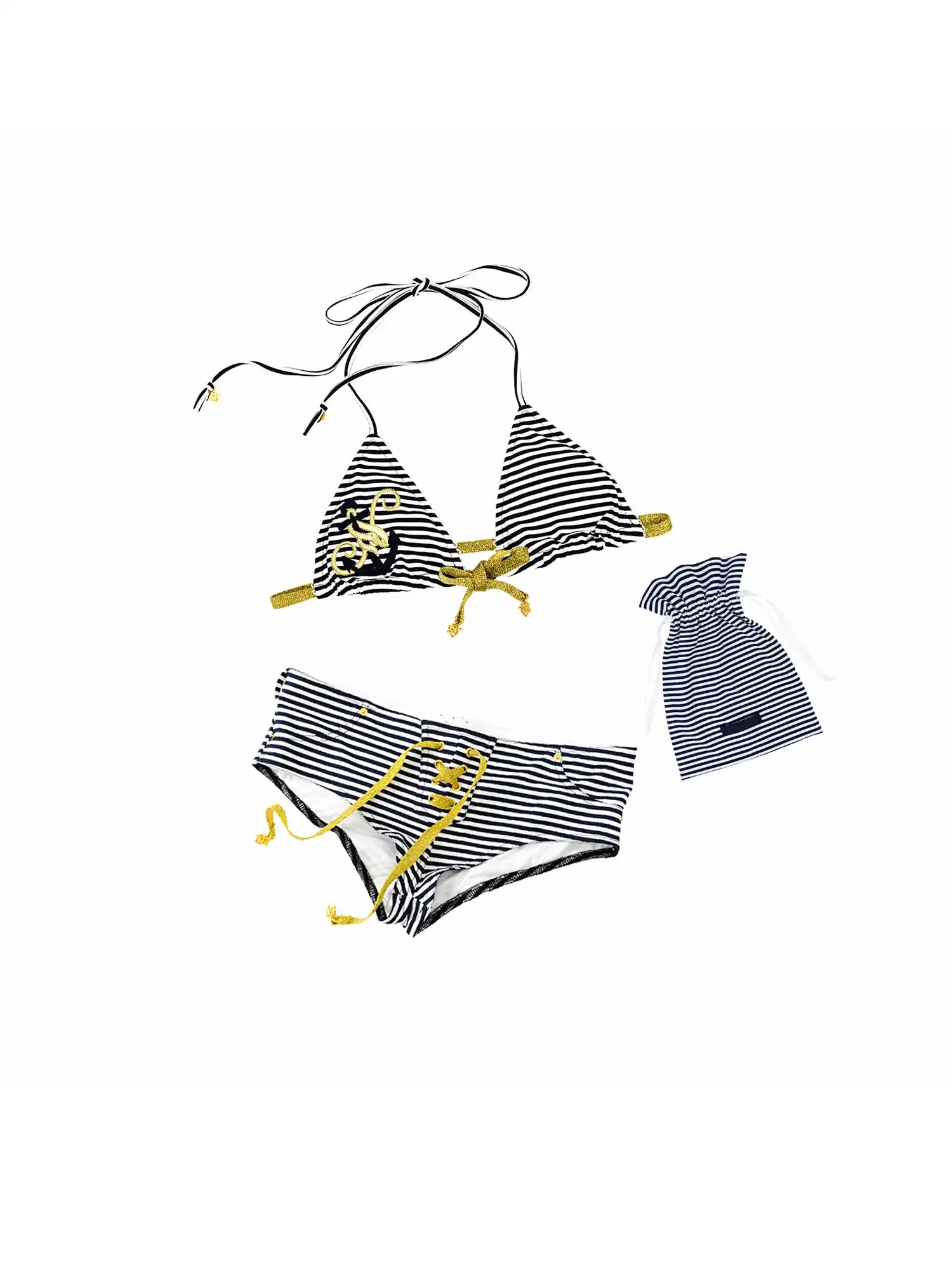 1Jinn Studio Nautical Stripe Halter Triangle Bikini Set | Canton Collective