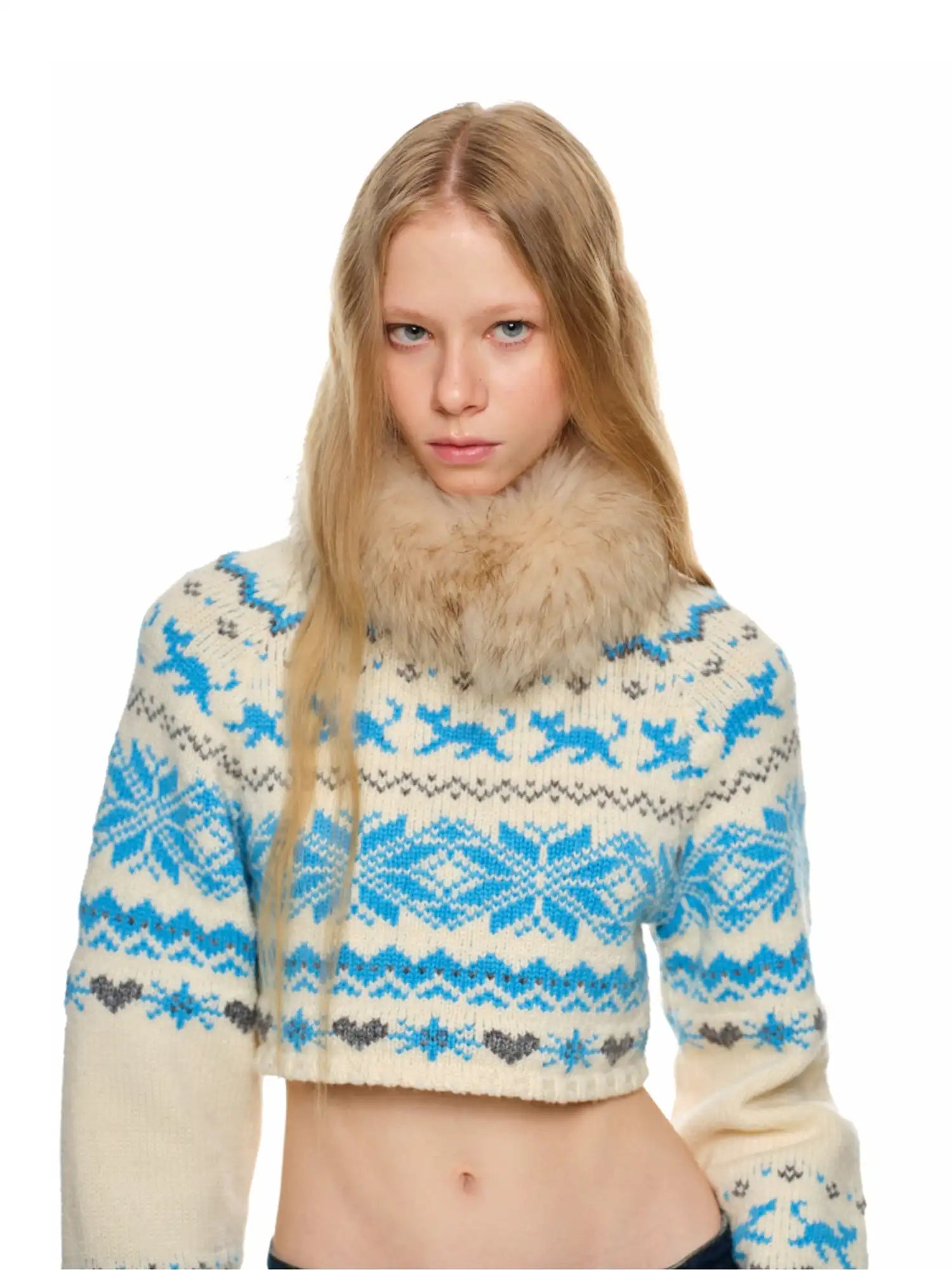 1Jinn Studio Off-Shoulder Christmas Fair Isle Sweater | Canton Collective