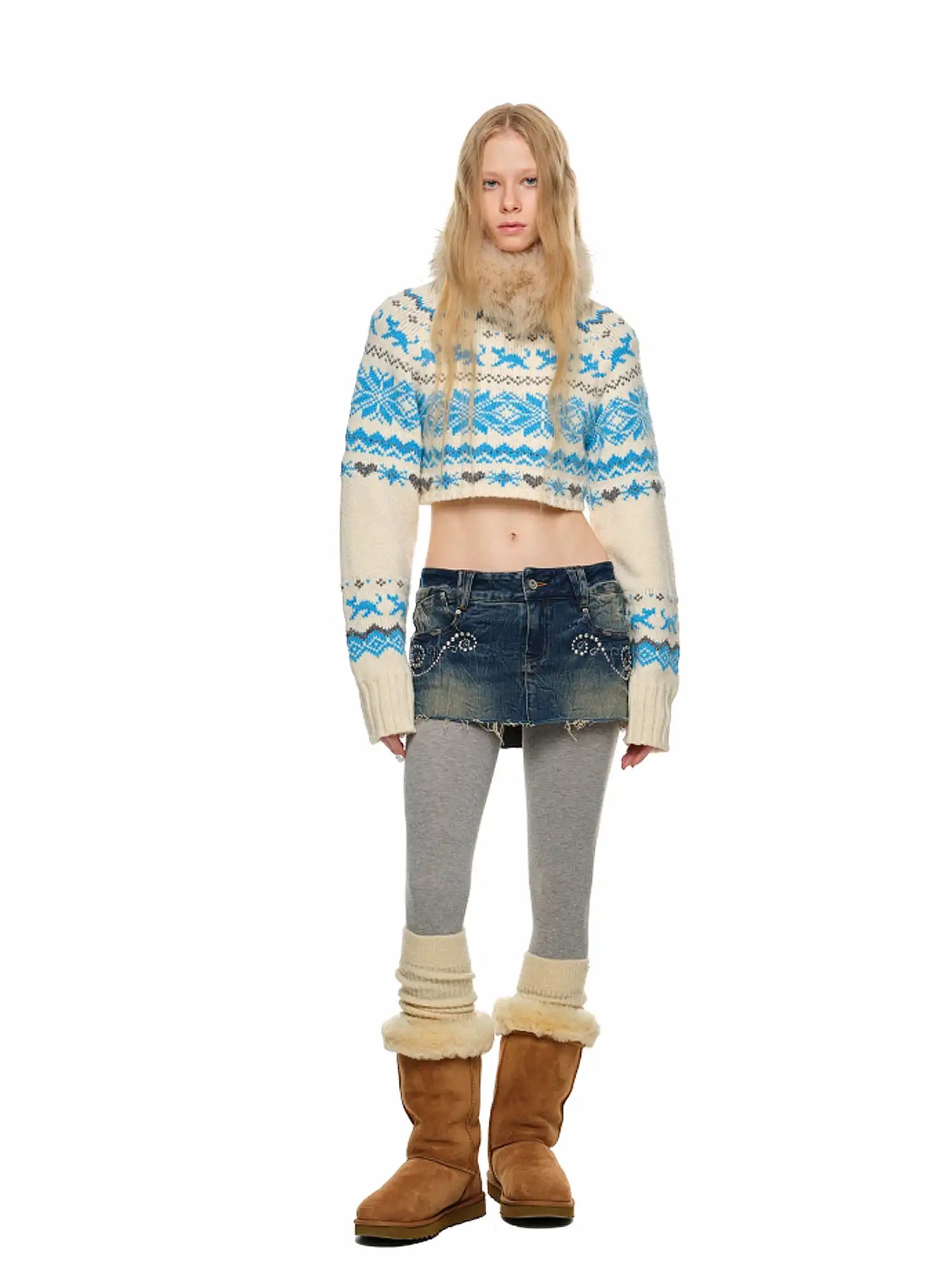 1Jinn Studio Off-Shoulder Christmas Fair Isle Sweater | Canton Collective