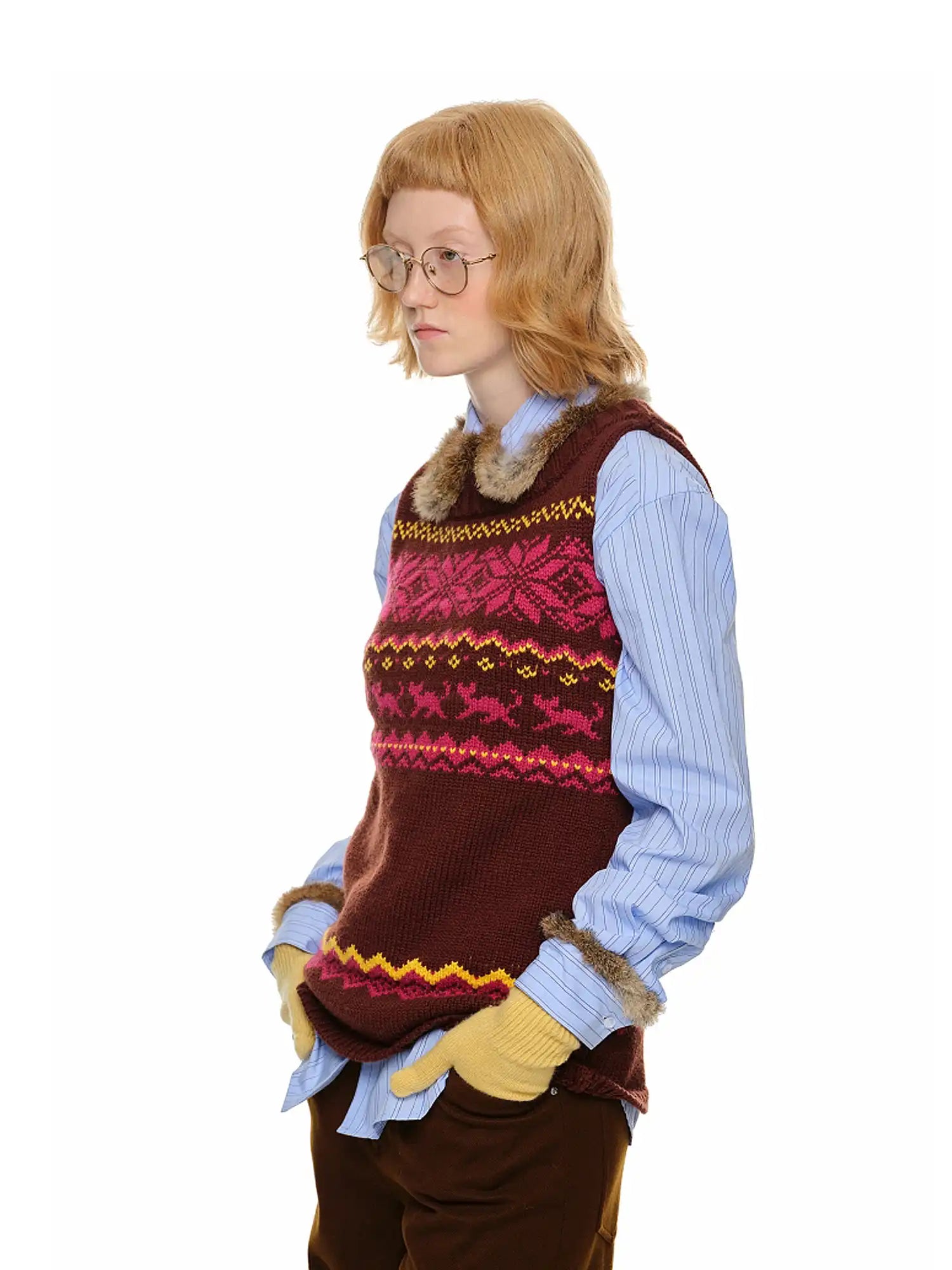 1Jinn Studio Off-Shoulder Christmas Fair Isle Sweater | Canton Collective