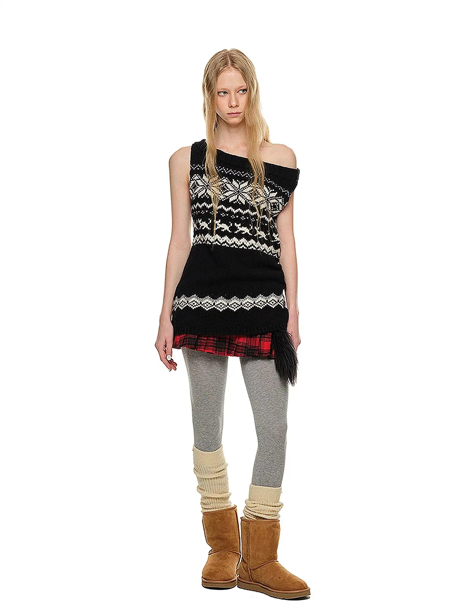 1Jinn Studio Off-Shoulder Christmas Fair Isle Sweater | Canton Collective