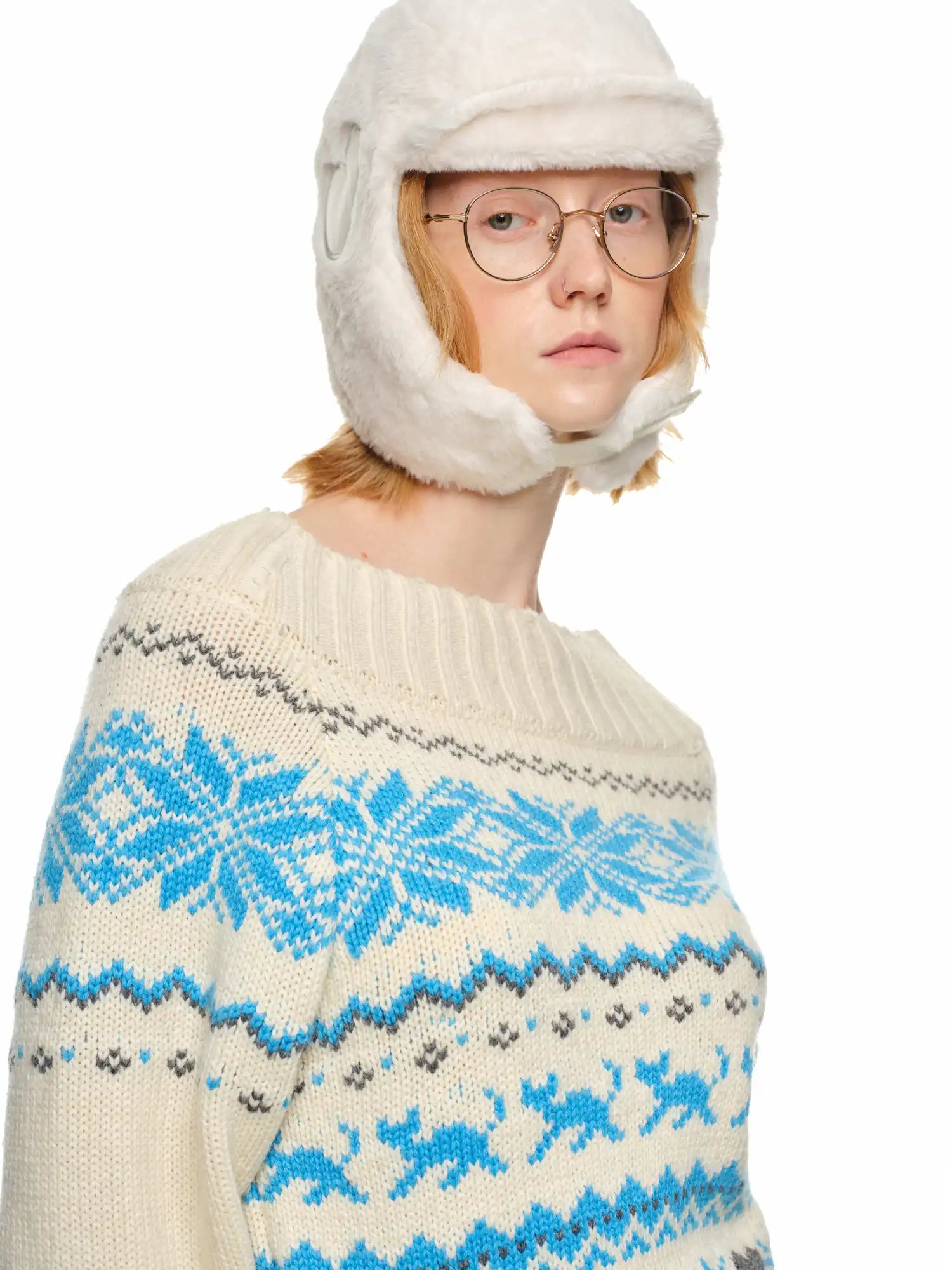 1Jinn Studio Off-Shoulder Christmas Fair Isle Sweater | Canton Collective