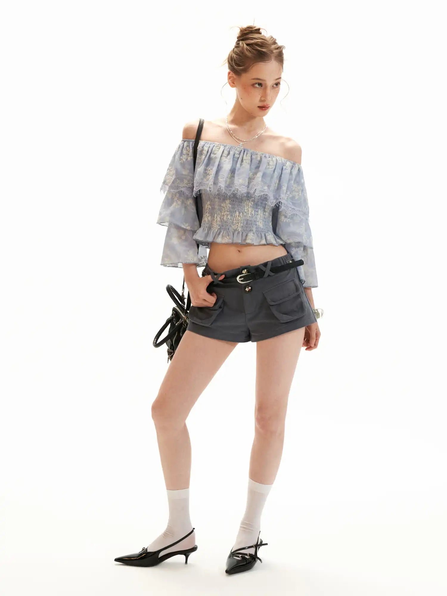 MAMC Off-Shoulder Embroidered Crop Top | Canton Collective