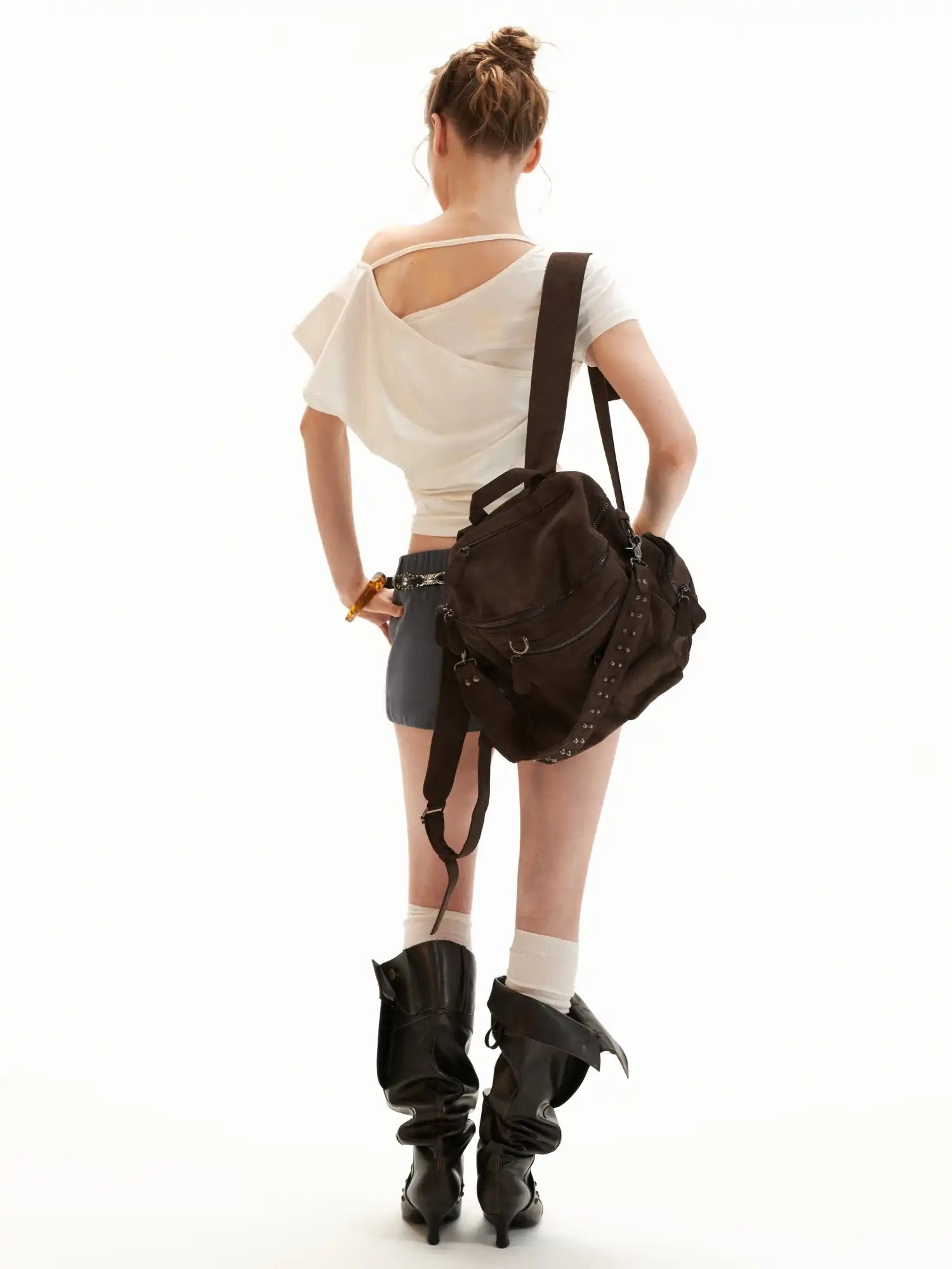 MAMC Off-Shoulder Ruched Asymmetric Blossom Tee | Canton Collective