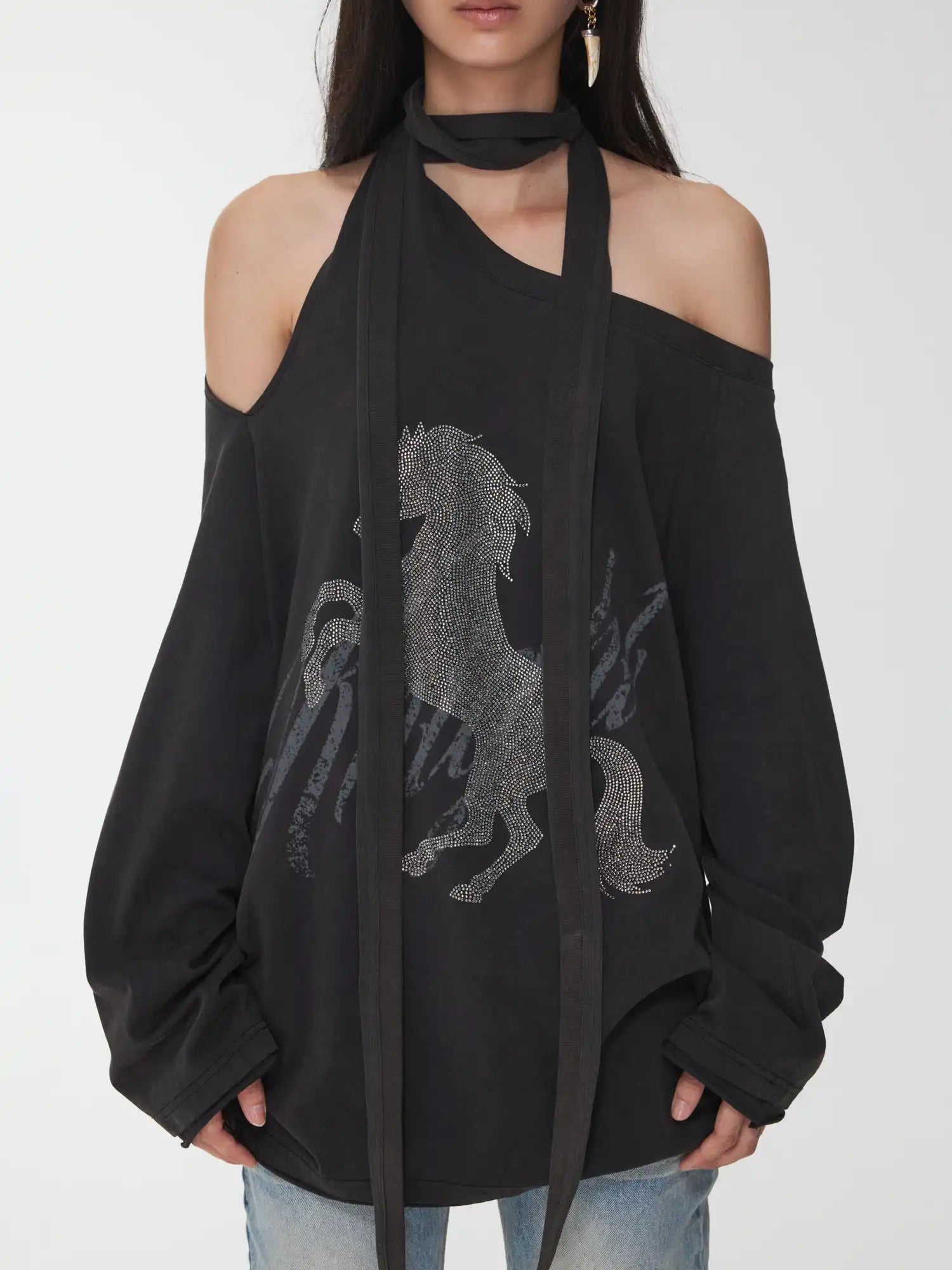 1Jinn Studio Off-The-Shoulder Tie Sweatshirt | Canton Collective