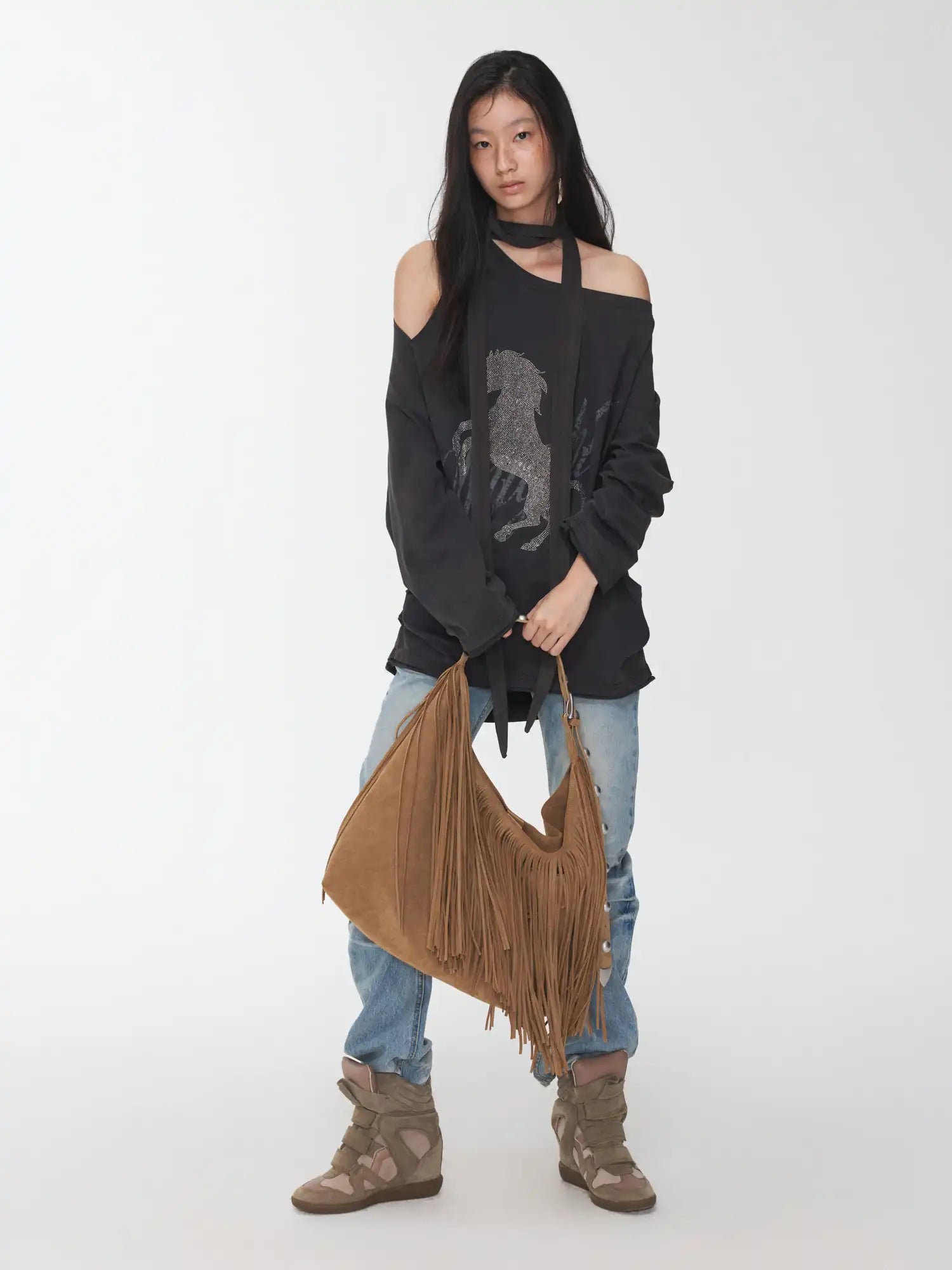 1Jinn Studio Off-The-Shoulder Tie Sweatshirt | Canton Collective