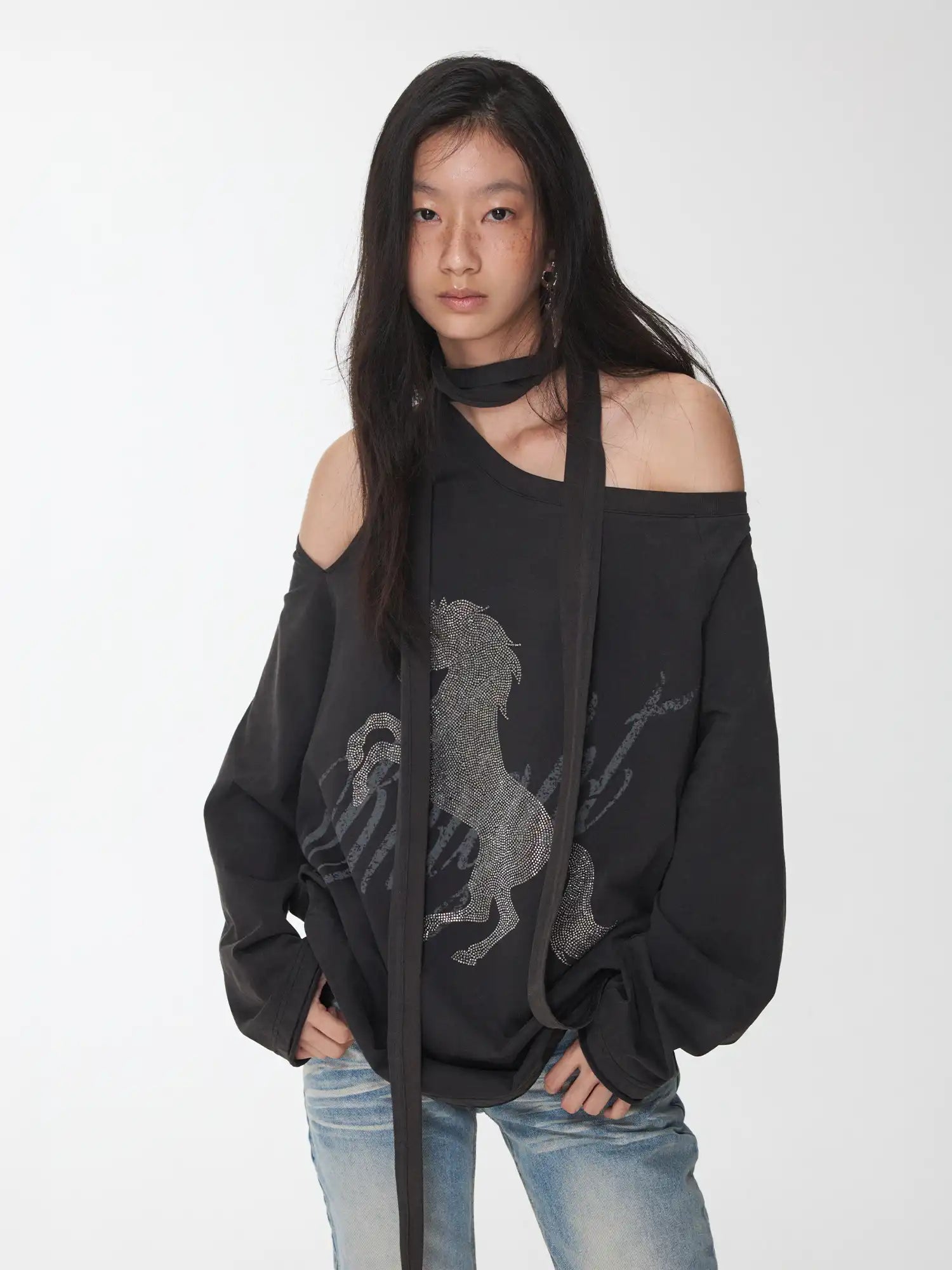 1Jinn Studio Off-The-Shoulder Tie Sweatshirt | Canton Collective