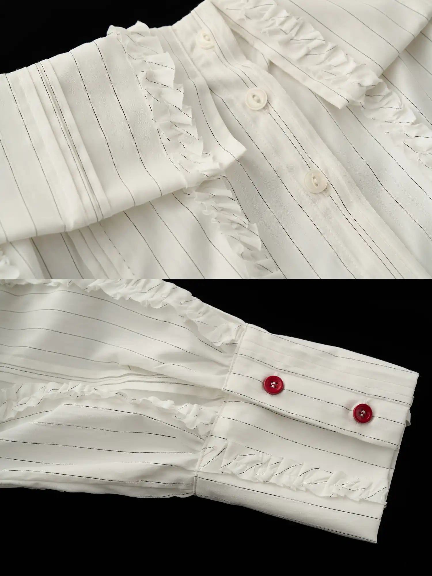 MAMC Off Shoulder Fold Over Top Ruffle Trim Shirt | Canton Collective