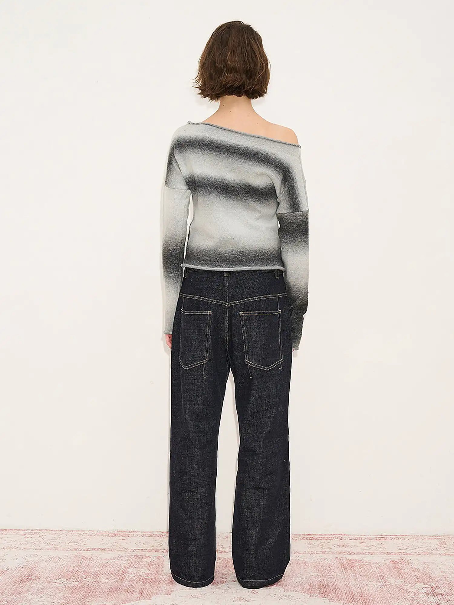 Off Shoulder Gradient Light Sweater