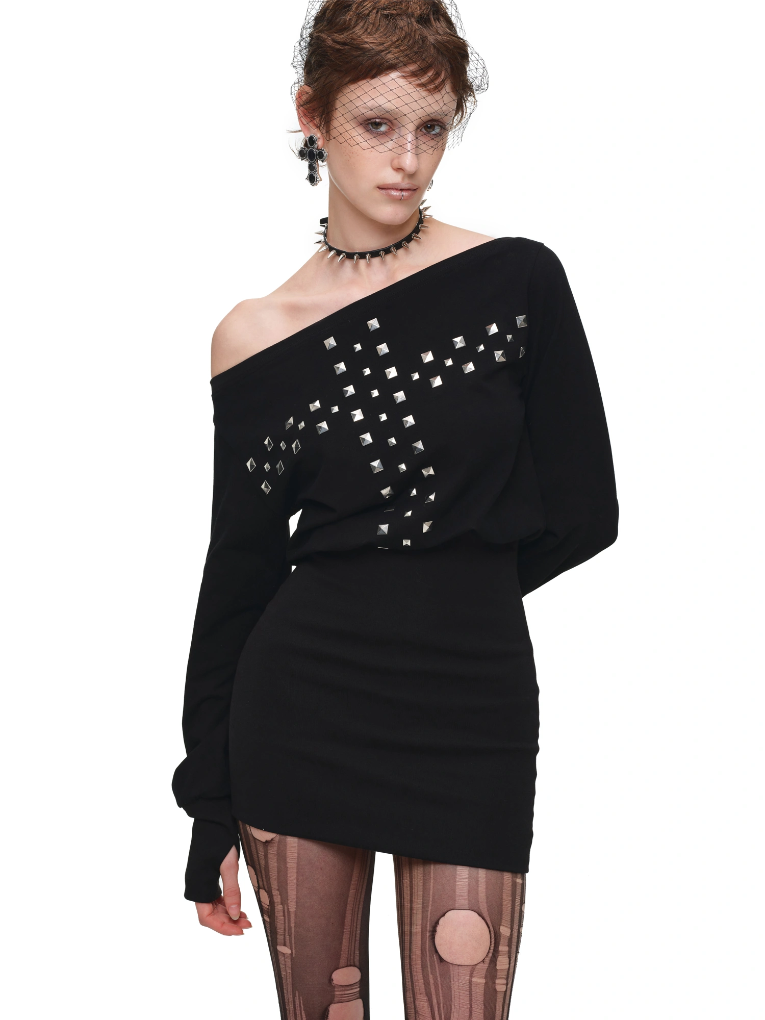 1Jinn Studio Off Shoulder Long Sleeve Bodycon Mini Dress | Canton Collective