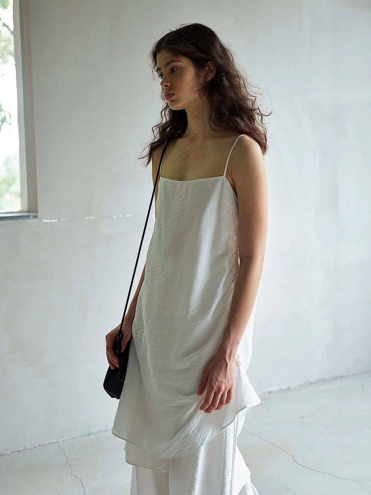 CantonCollective Design Open Back Tie Strap Textured Cotton Slip Dress | Canton Collective