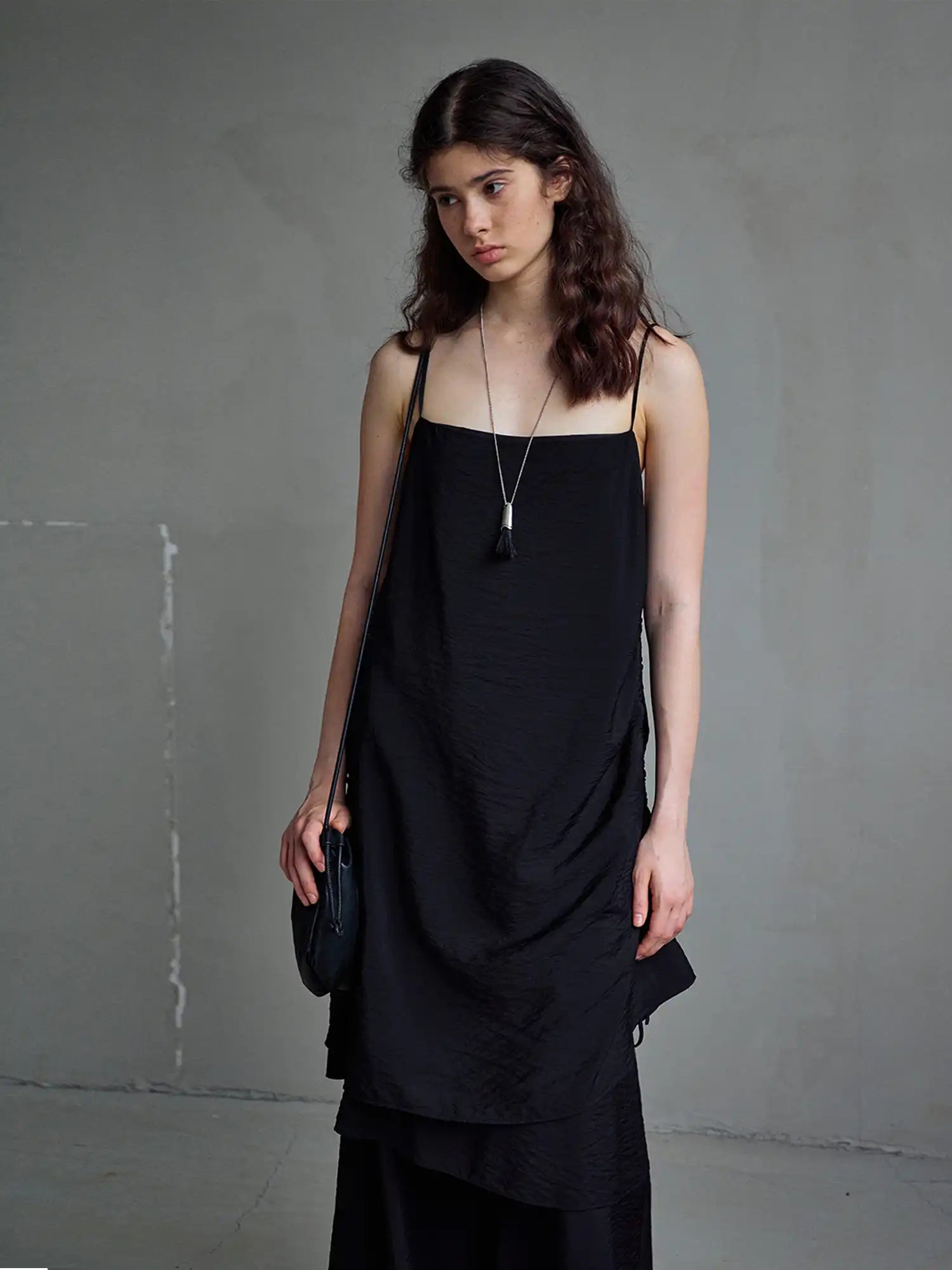 CantonCollective Design Open Back Tie Strap Textured Cotton Slip Dress | Canton Collective