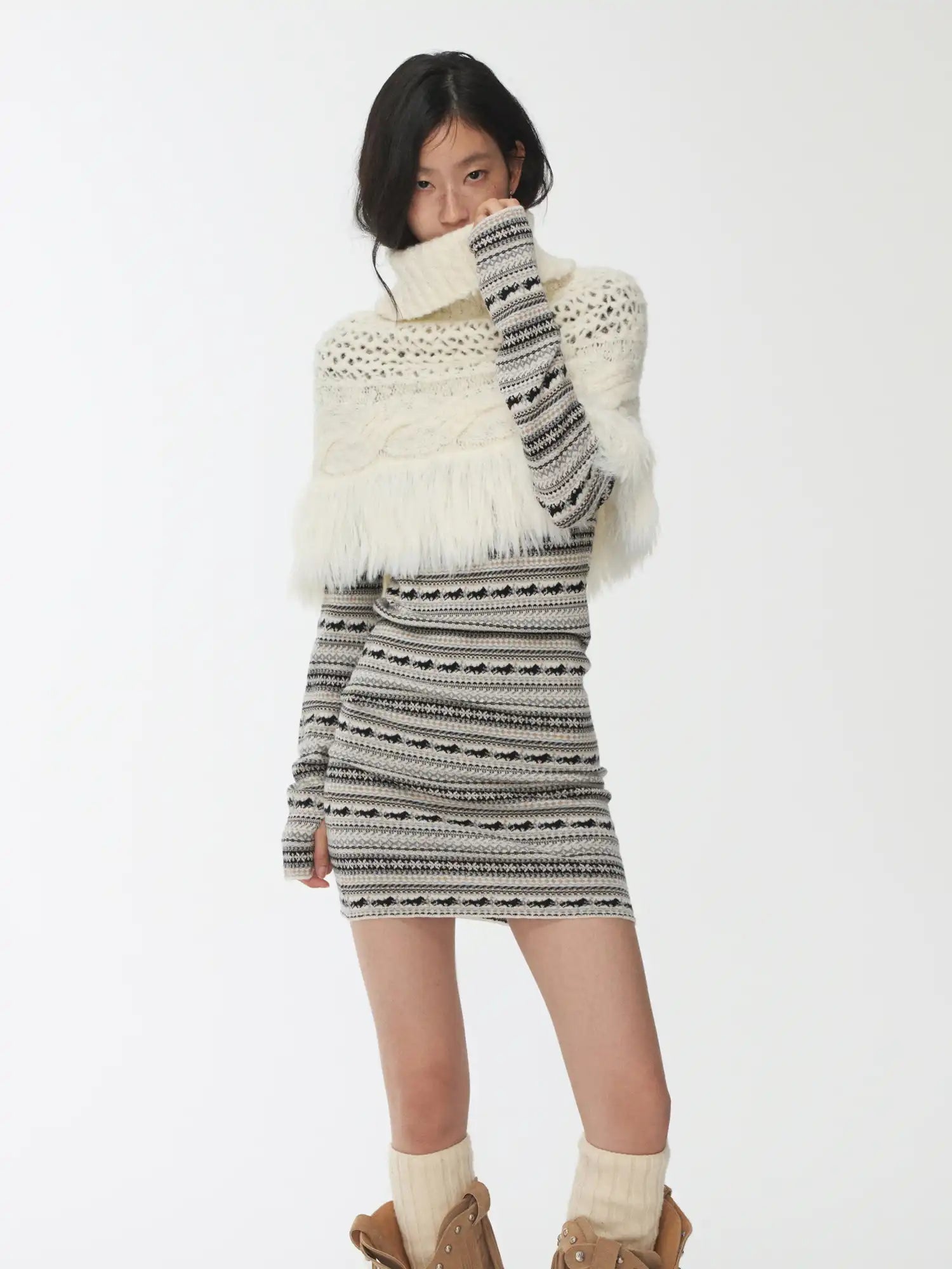 1Jinn Studio Openwork Fur Poncho | Canton Collective