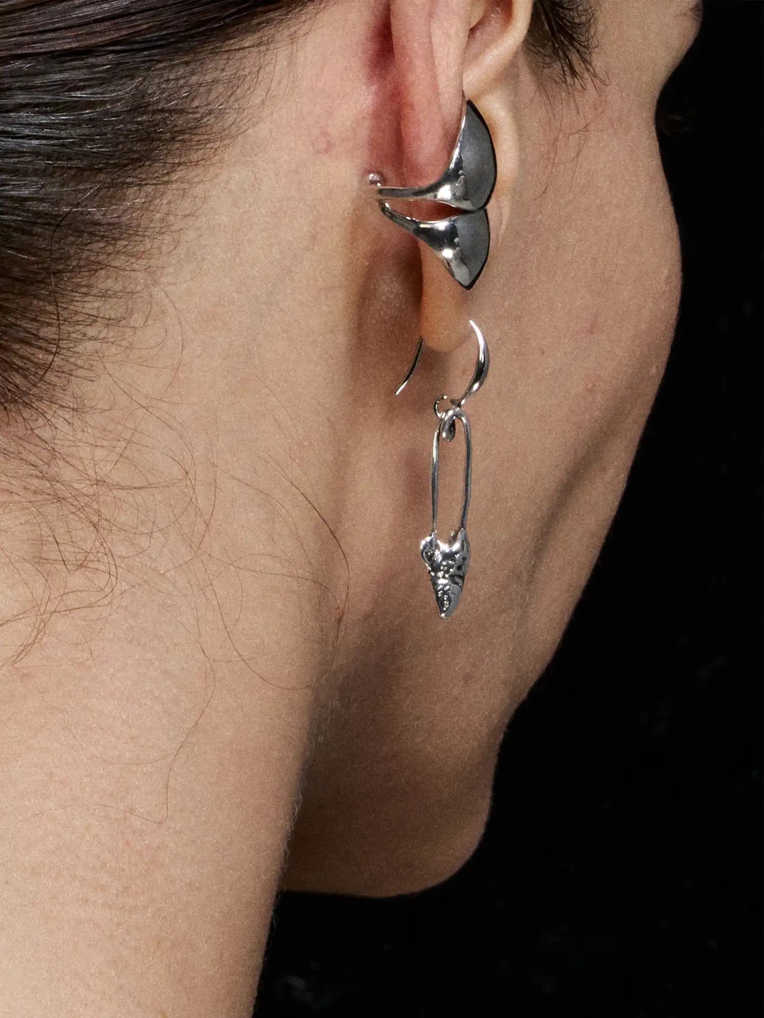 1Jinn M2M Original Metal Fishbone Safety-Pin Earrings | Canton Collective