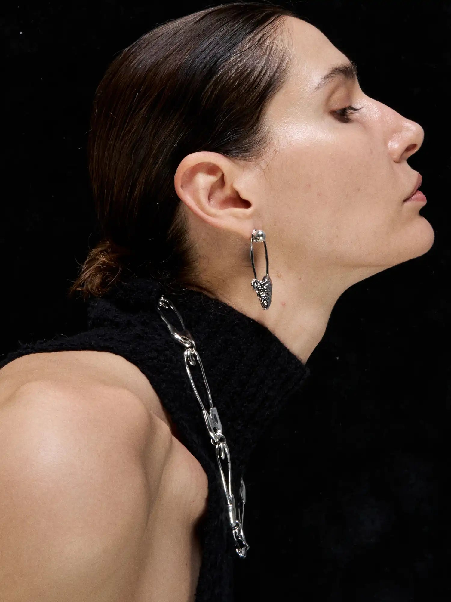 1Jinn M2M Original Metal Fishbone Safety-Pin Earrings | Canton Collective