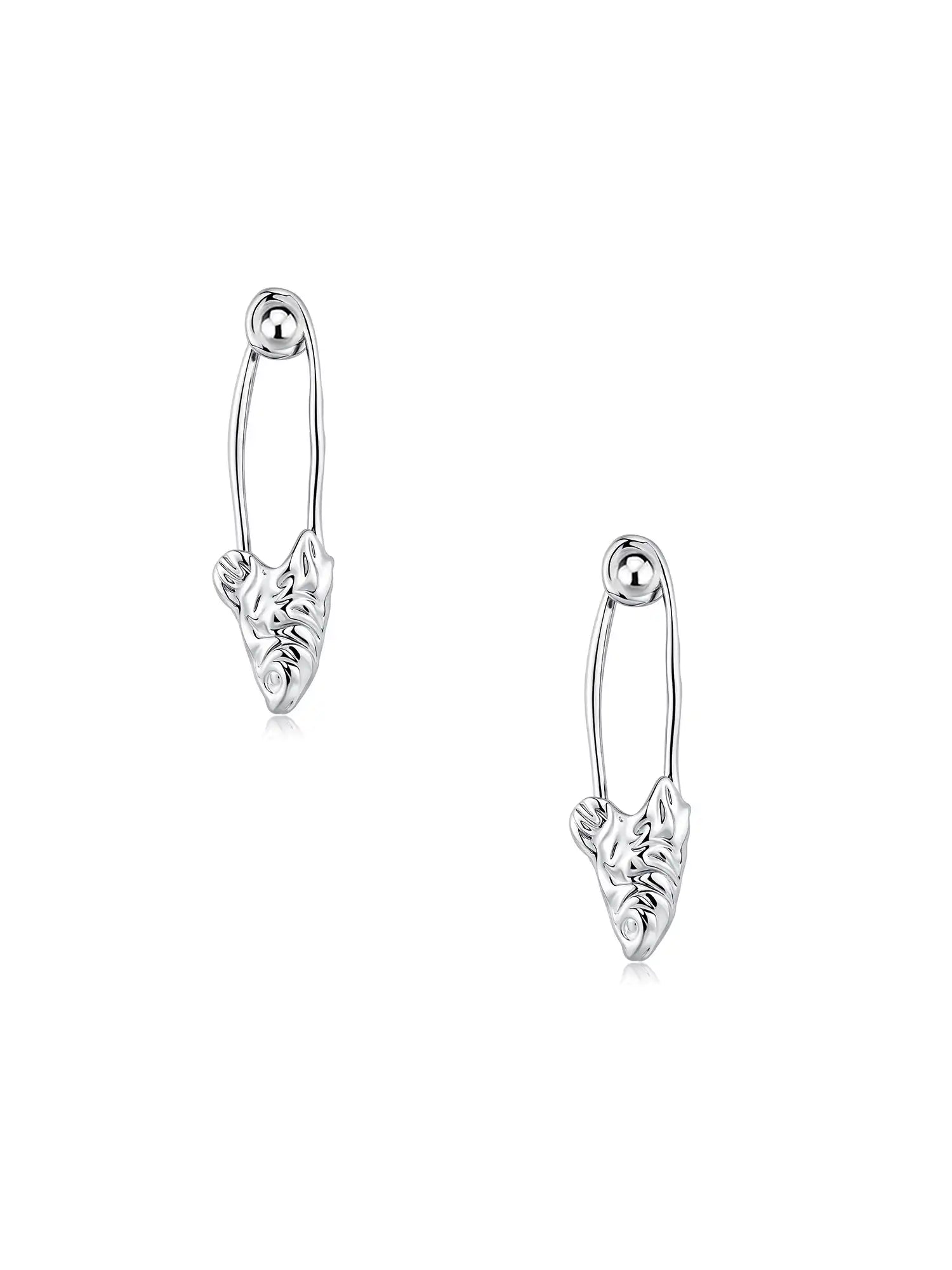 1Jinn M2M Original Metal Fishbone Safety-Pin Earrings | Canton Collective