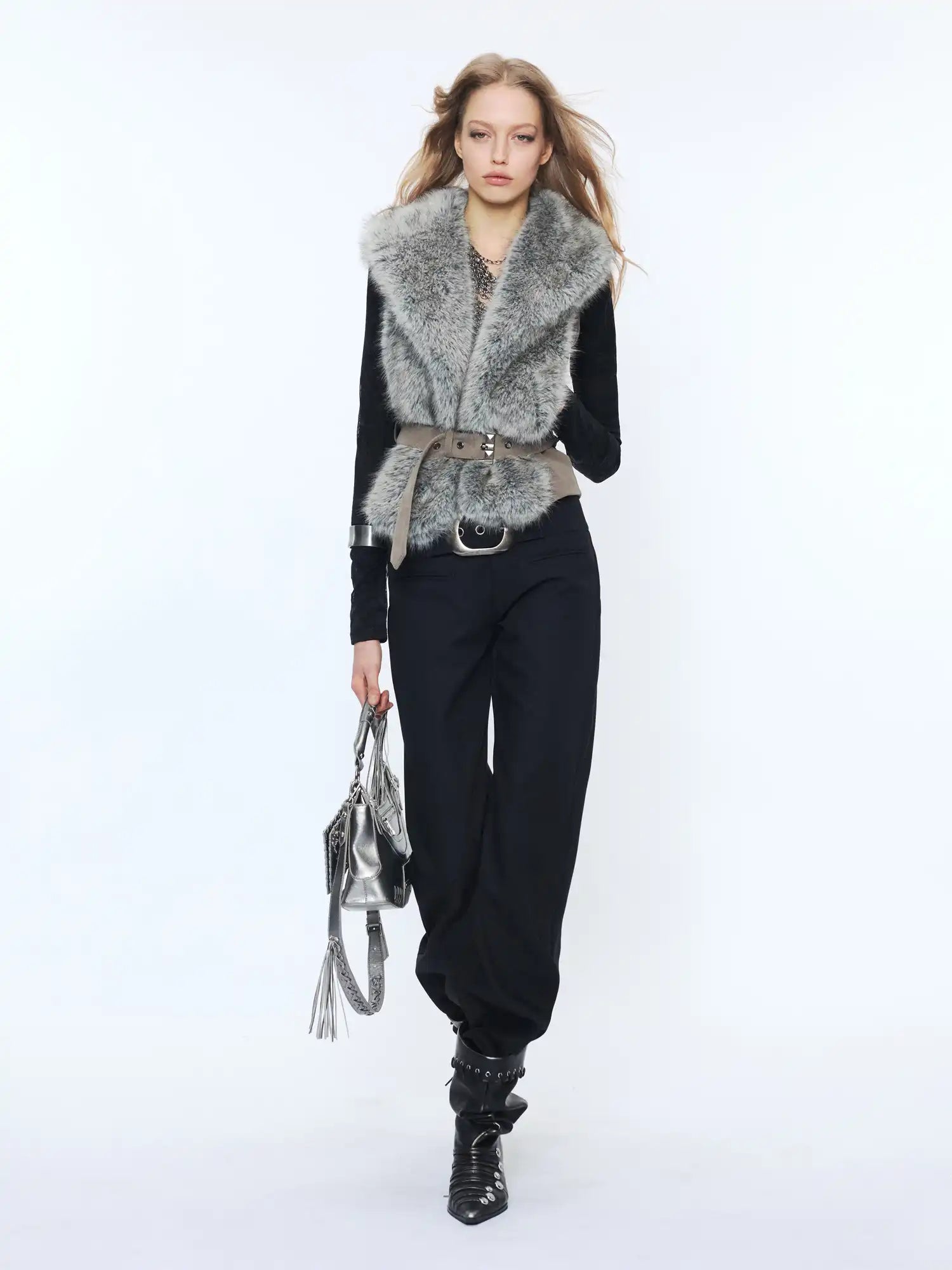 2th Desire Oversized Lapel Gradient Fur Suede Vest | Canton Collective