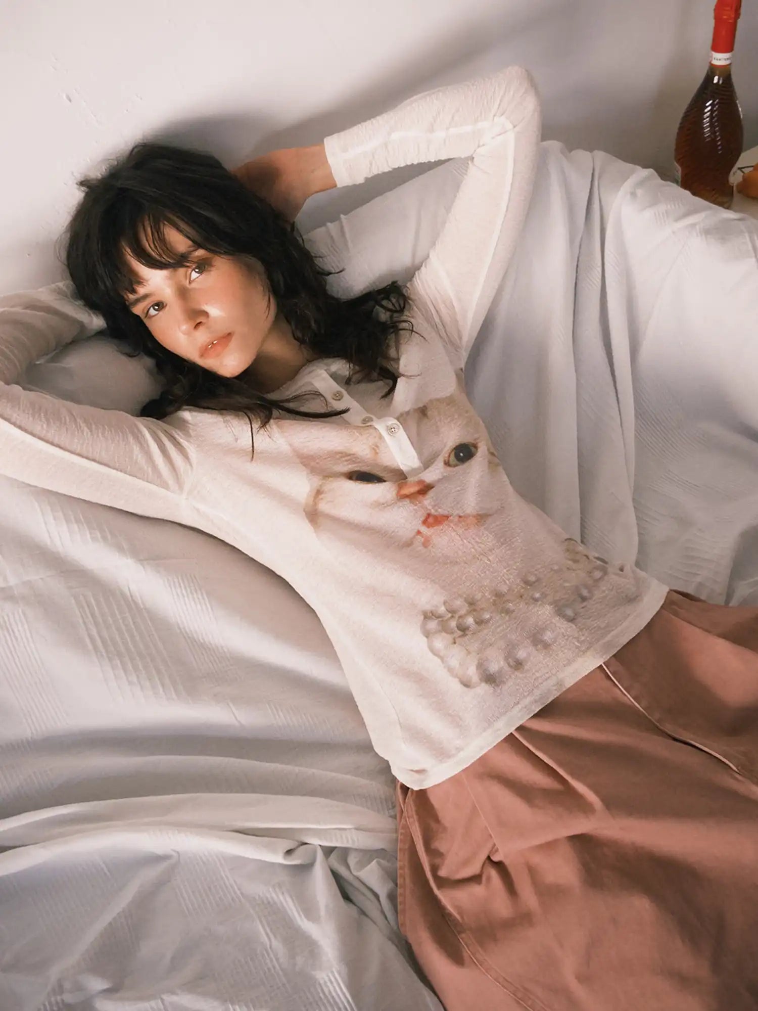 Outtheblue Pearl Cat Henley Long Sleeve Knit Top | Canton Collective