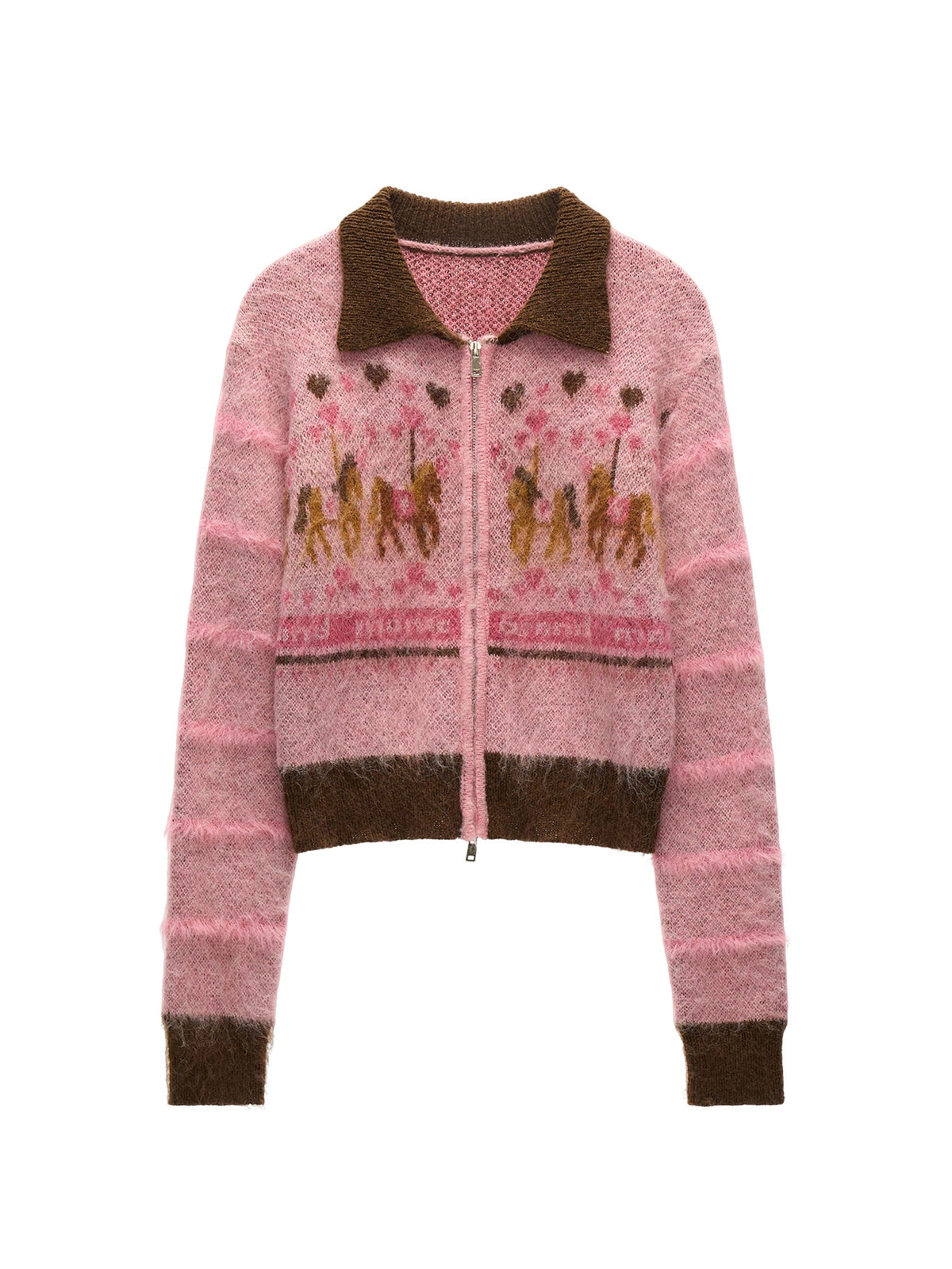 MAMC Pink Fair Isle Zip Front Cardigan | Canton Collective