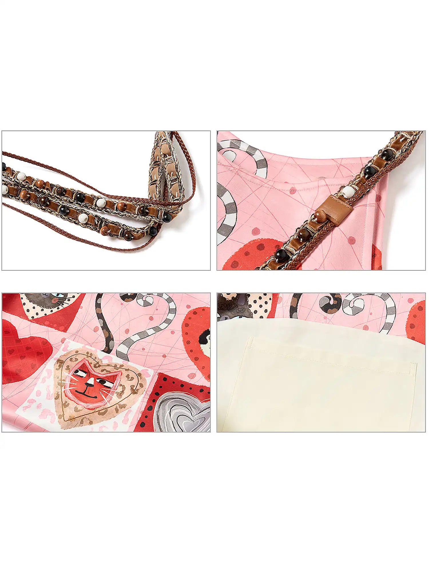Outtheblue Pink Heart Cat Large Capacity Beaded Tote Bag | Canton Collective