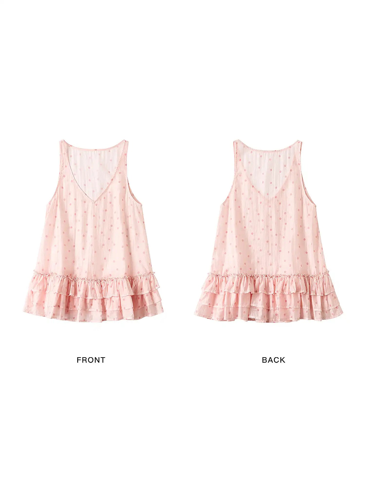 Outtheblue Pink Polka Dot Balletcore Tiered Cami Top | Canton Collective