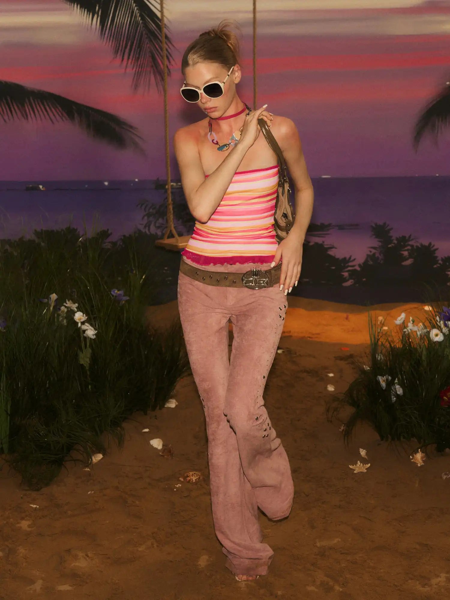 Deleteex Pink Striped Bandeau Top | Canton Collective