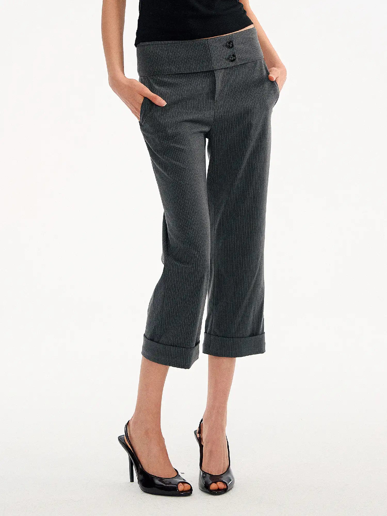 Muse Naps Pinstripe Wide Leg Capri Suit Trousers Pants | Canton Collective