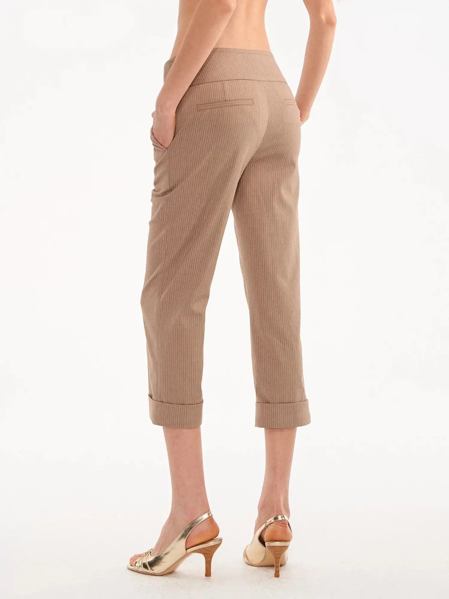 Muse Naps Pinstripe Wide Leg Capri Suit Trousers Pants | Canton Collective