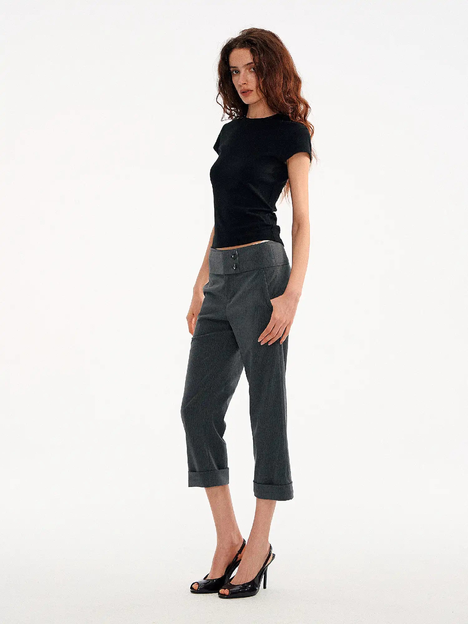 Muse Naps Pinstripe Wide Leg Capri Suit Trousers Pants | Canton Collective