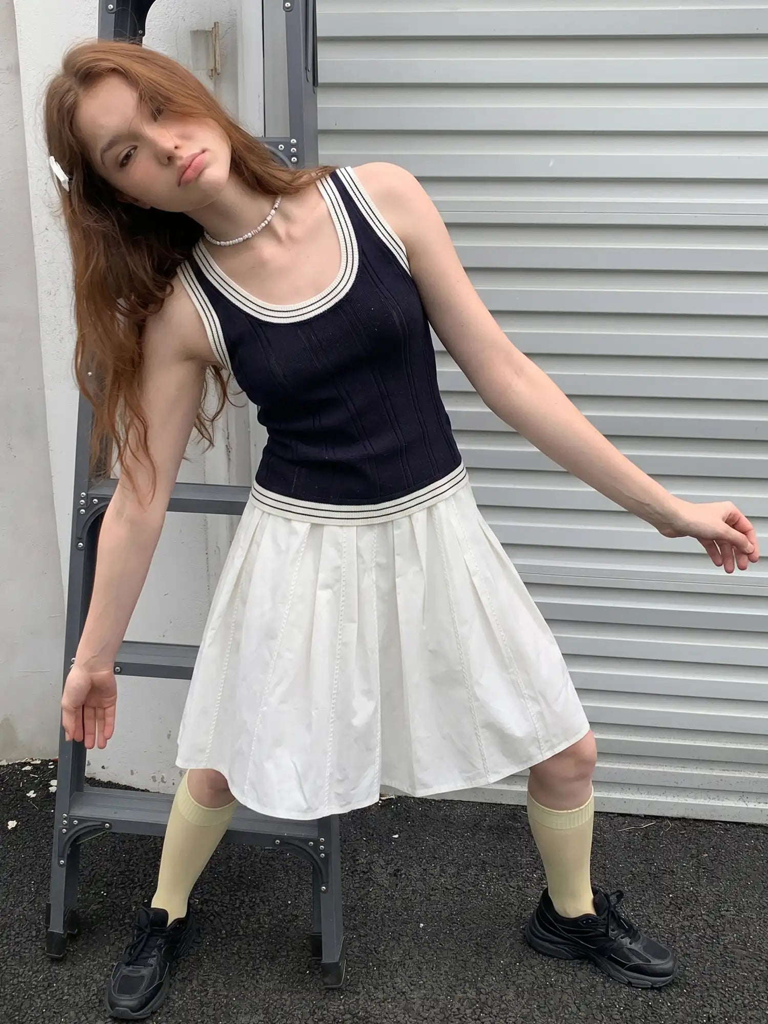CantonCollective Design Pintuck Cotton High-Waist Midi Skirt | Canton Collective