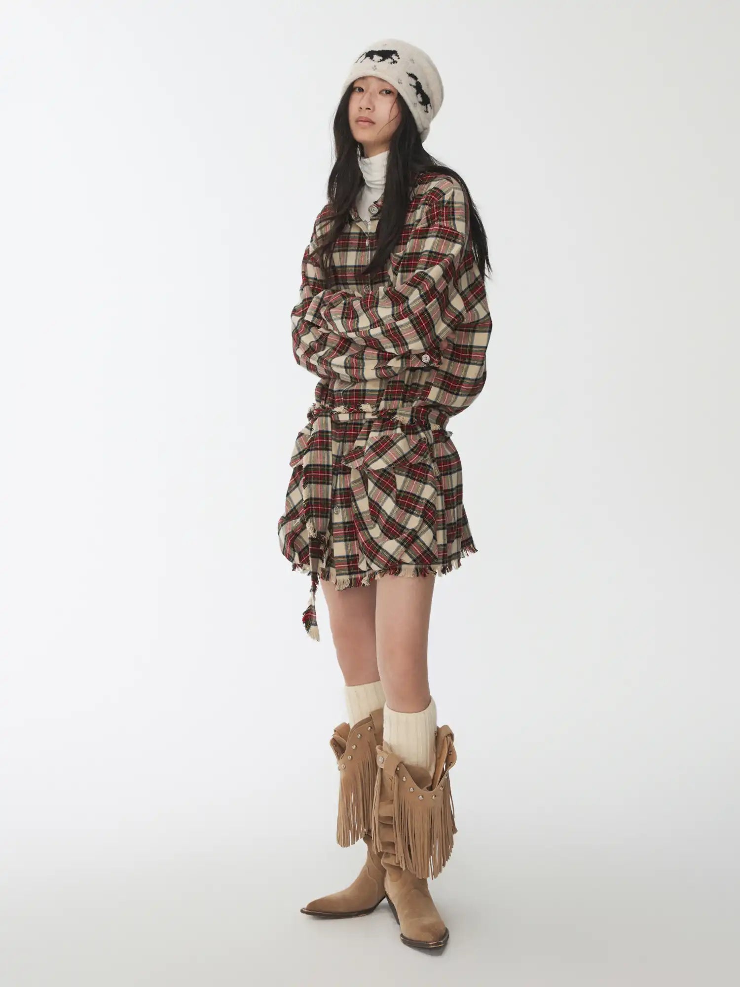 1Jinn Studio Plaid Frayed Shirt Dress | Canton Collective