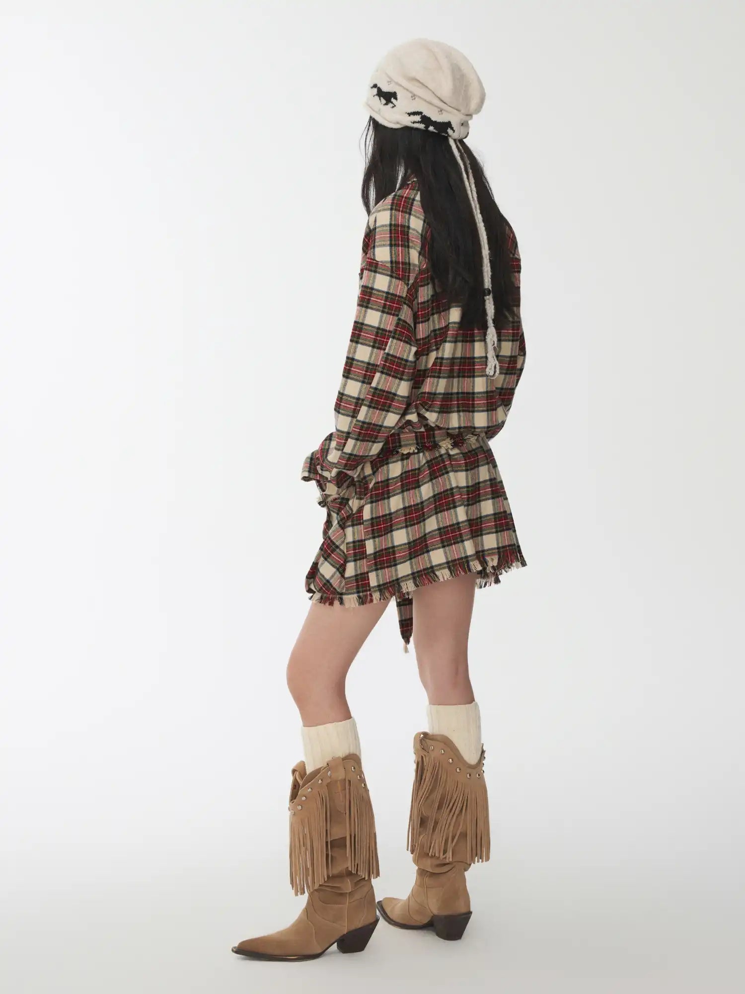 1Jinn Studio Plaid Frayed Shirt Dress | Canton Collective