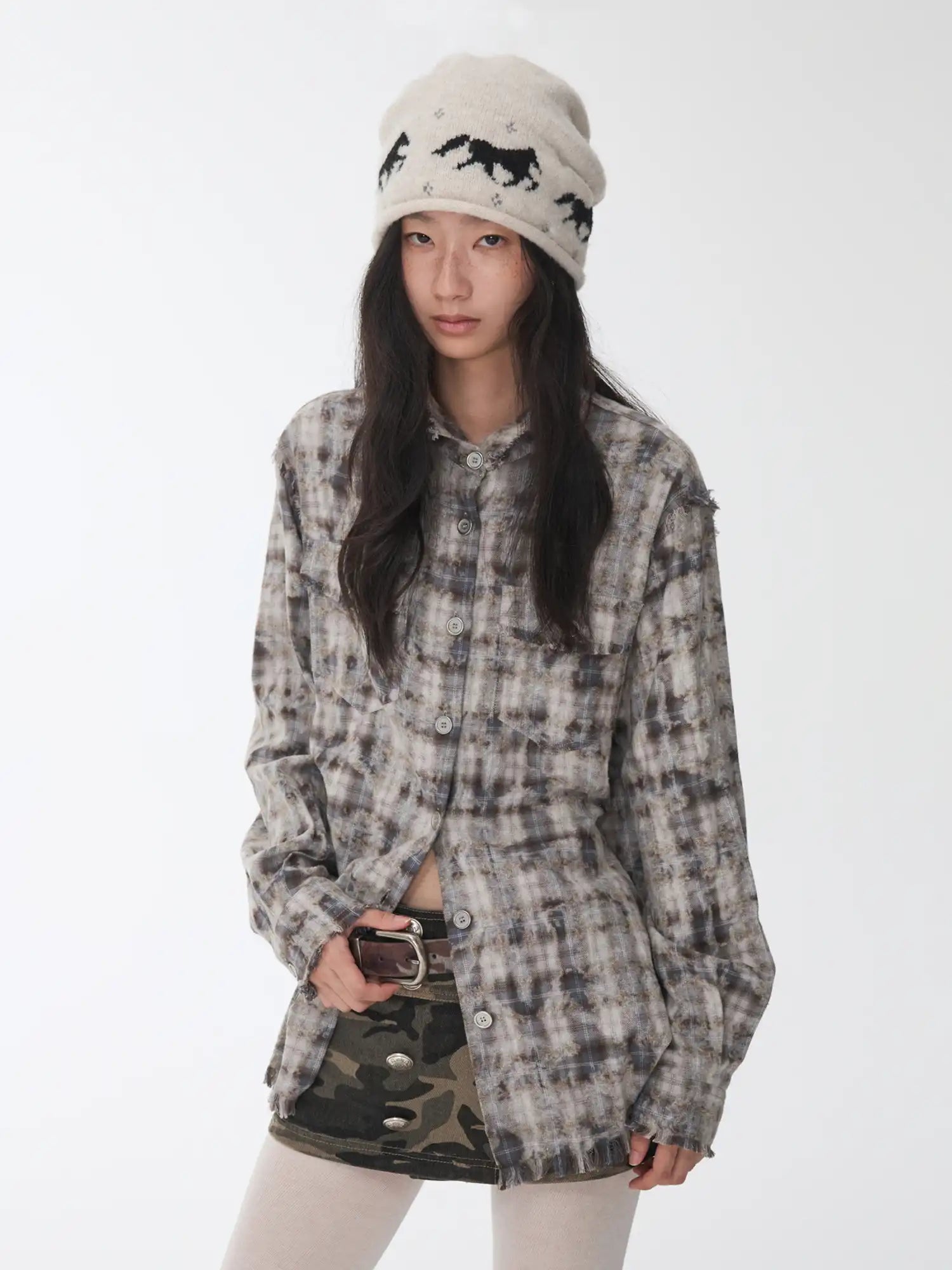 1Jinn Studio Plaid Frayed Slim-Fit Shirt | Canton Collective