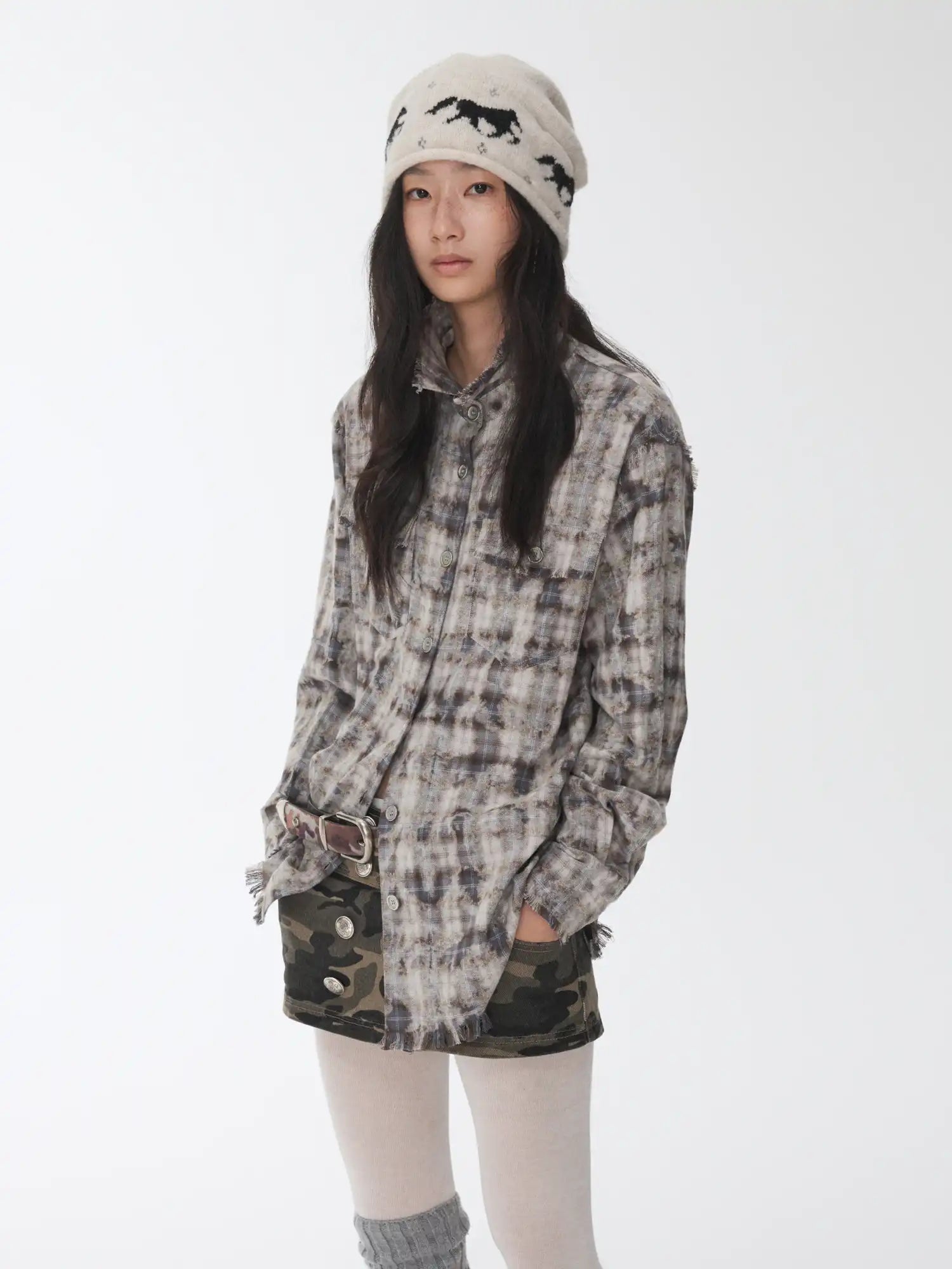 1Jinn Studio Plaid Frayed Slim-Fit Shirt | Canton Collective