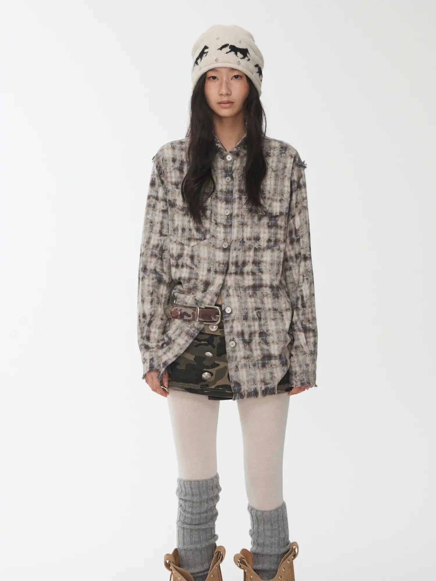 1Jinn Studio Plaid Frayed Slim-Fit Shirt | Canton Collective