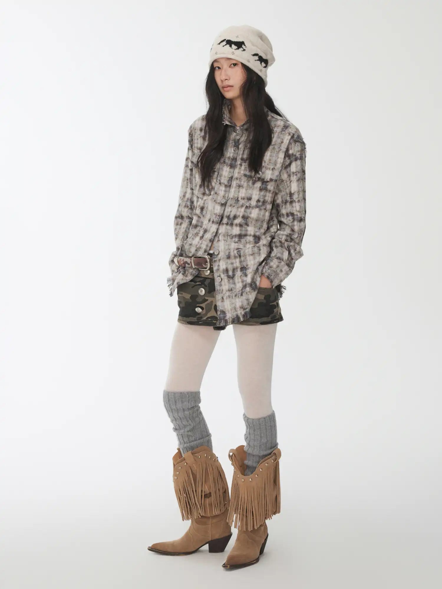 1Jinn Studio Plaid Frayed Slim-Fit Shirt | Canton Collective