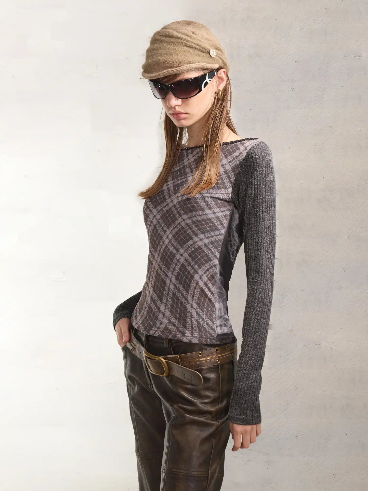 2th Desire Plaid & Portrait Patchwork Top | Canton Collective